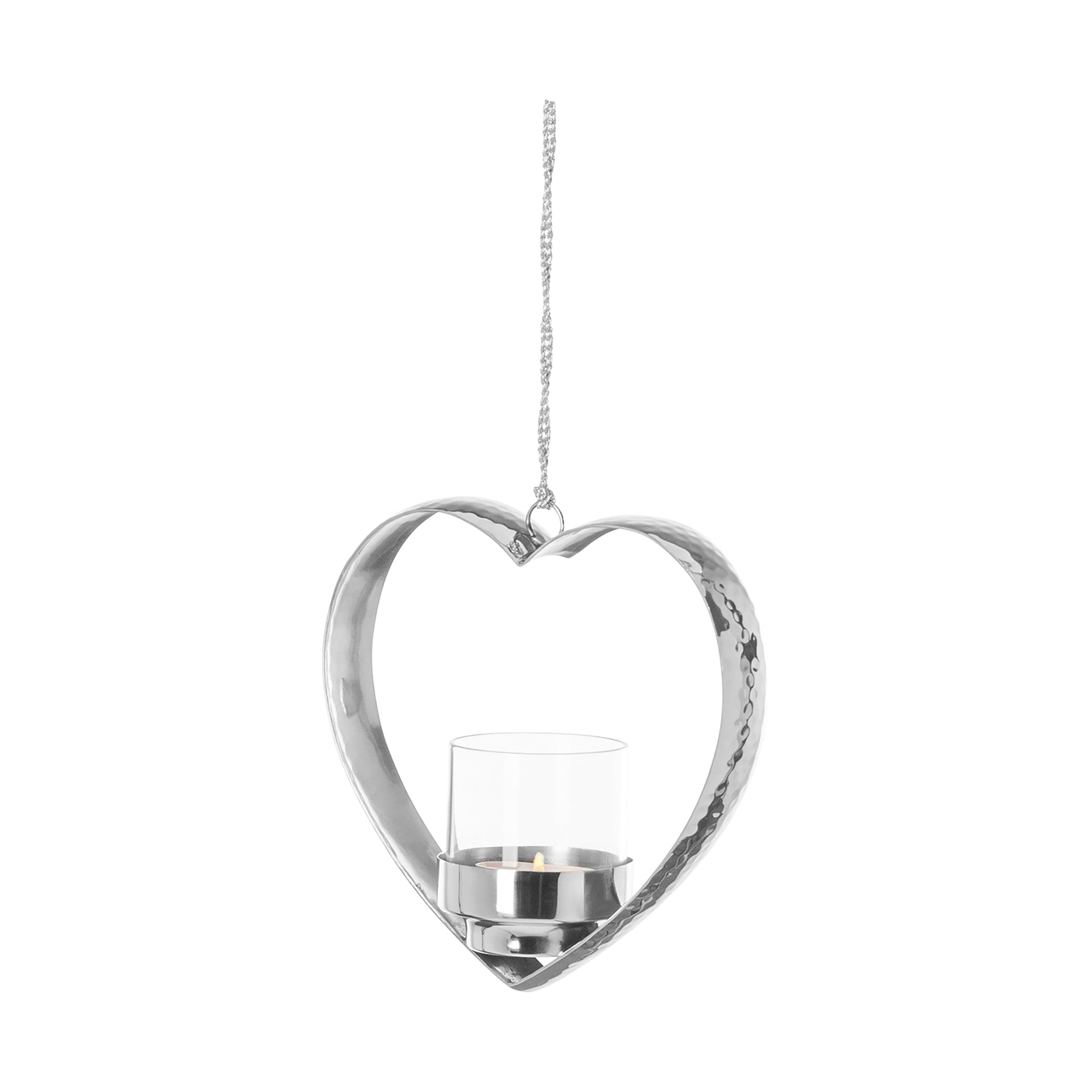 DOREA Teelichthalter Herz, zum Hängen silberfarben