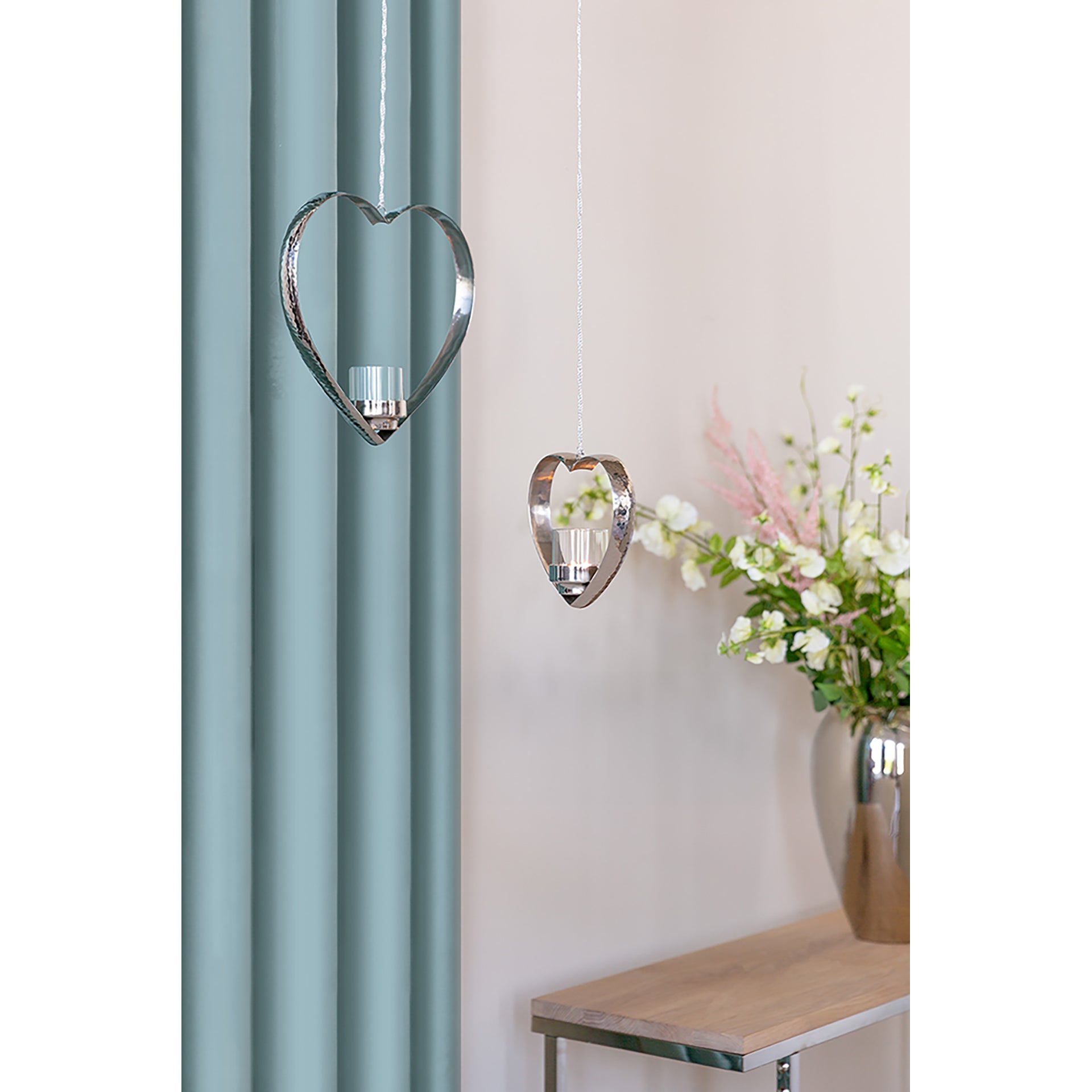 DOREA Teelichthalter Herz, zum Hängen silberfarben