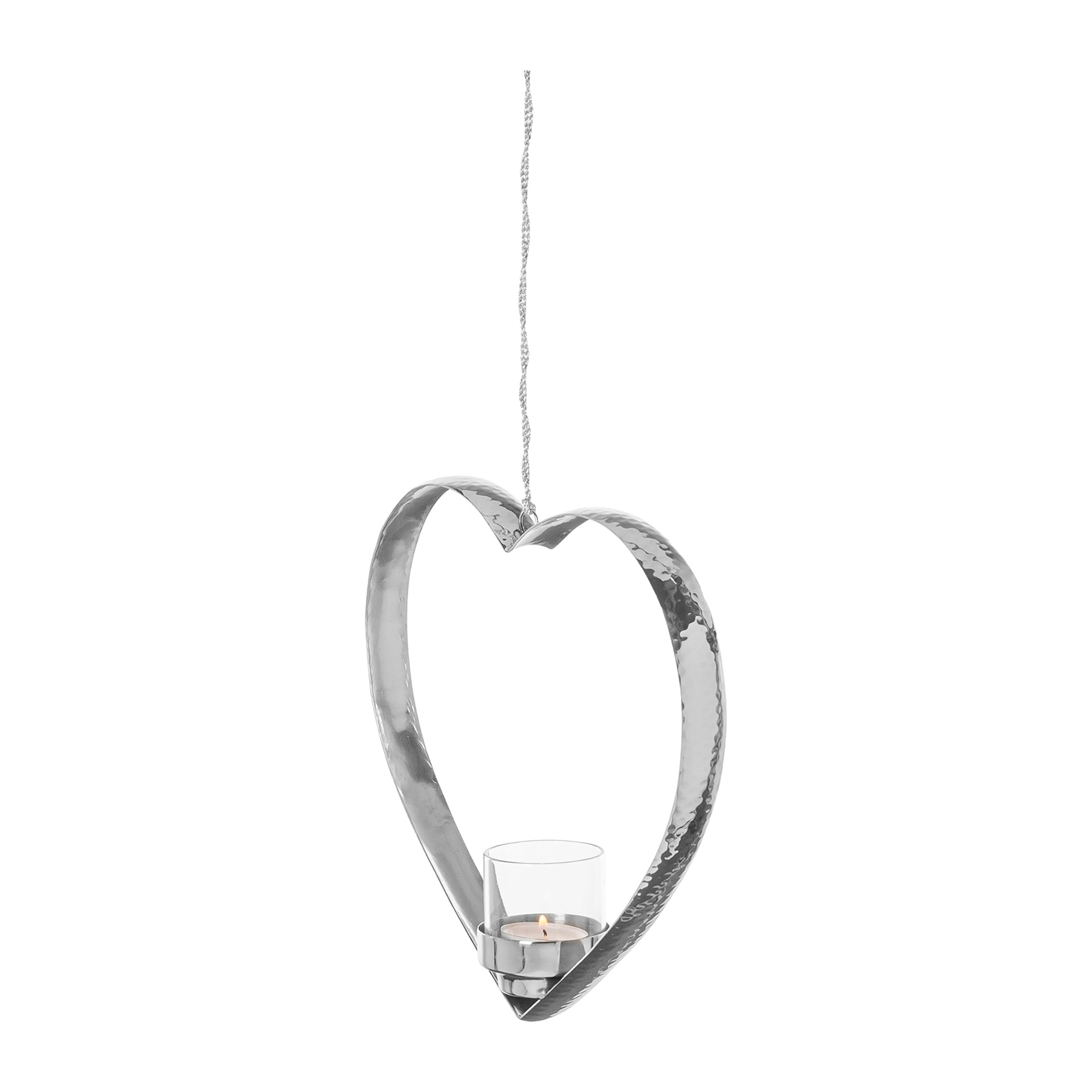 DOREA Teelichthalter Herz, zum Hängen silberfarben