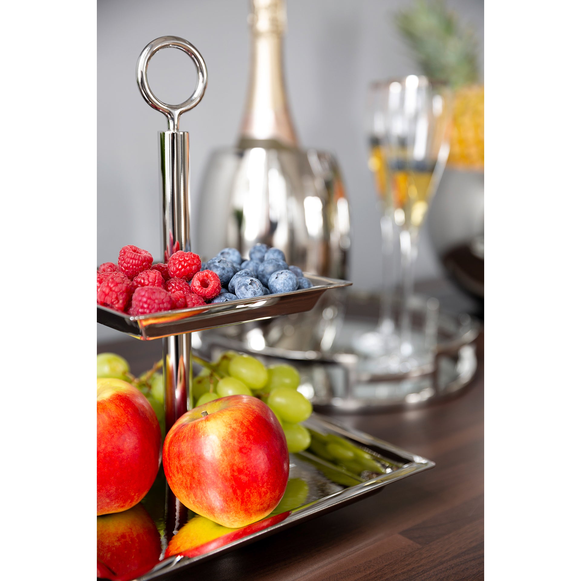 NAGANO 2er Etagere silber