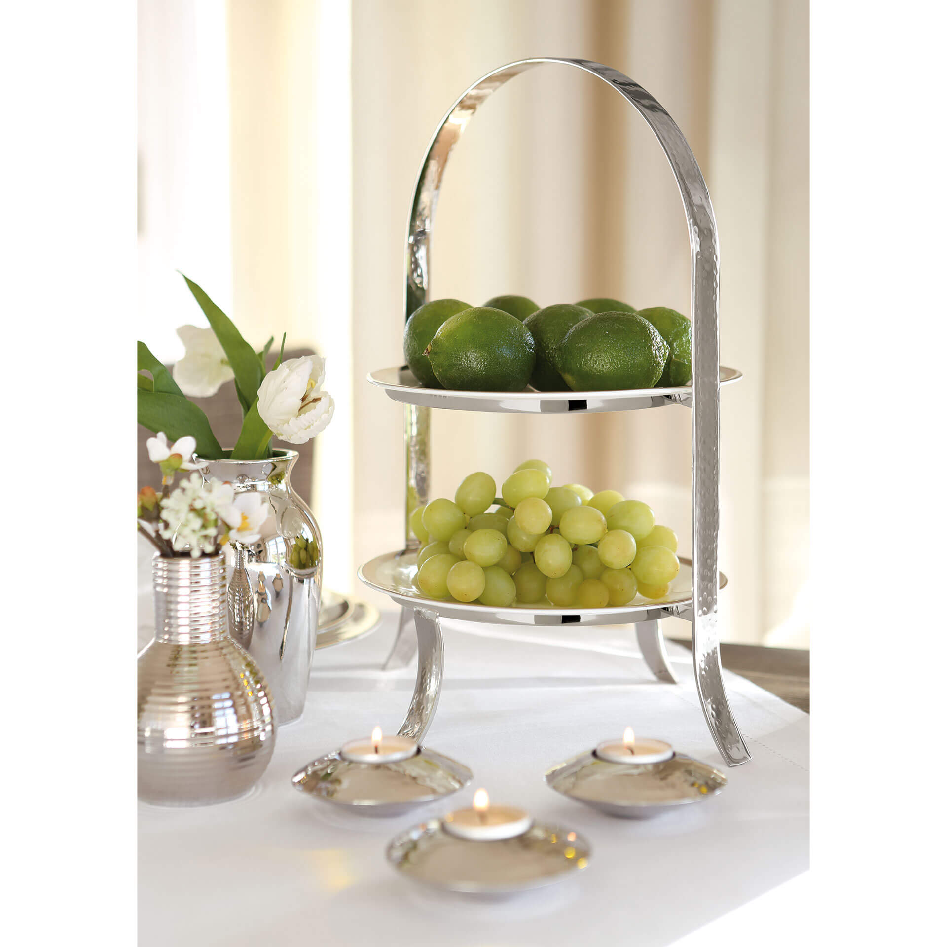 PLATE 2er Etagere für Teller silberfarben