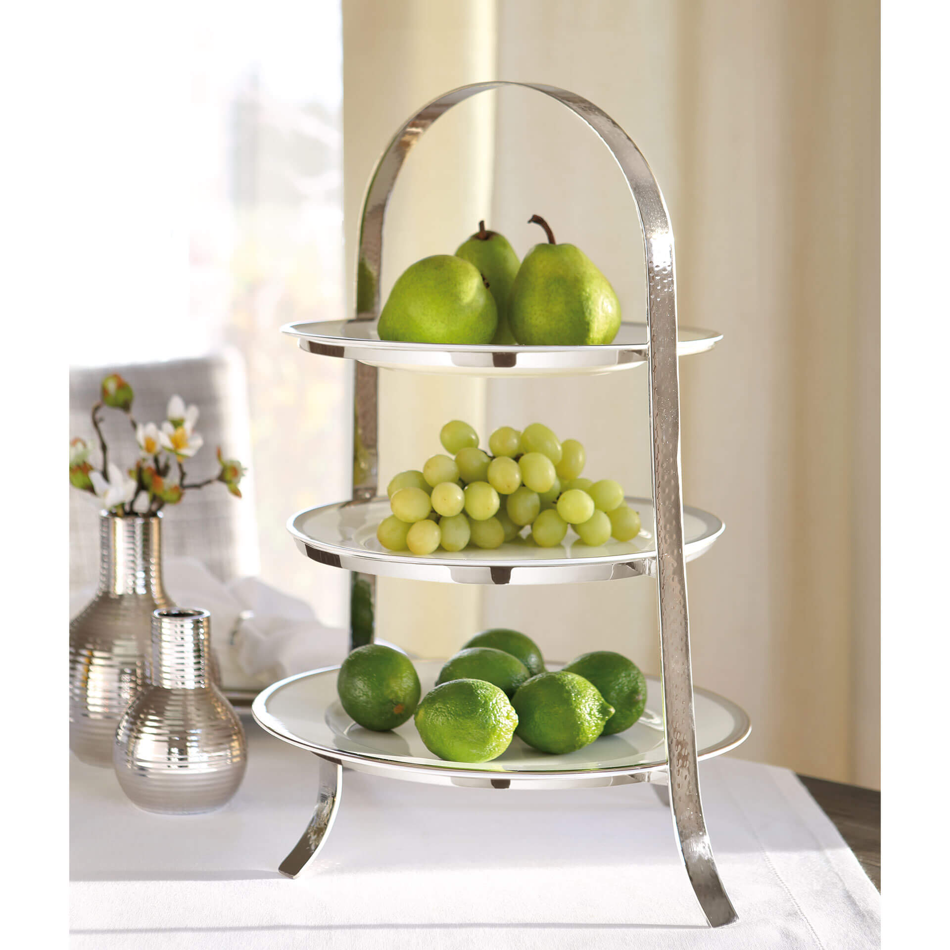 PLATE 3er Etagere für Teller silberfarben