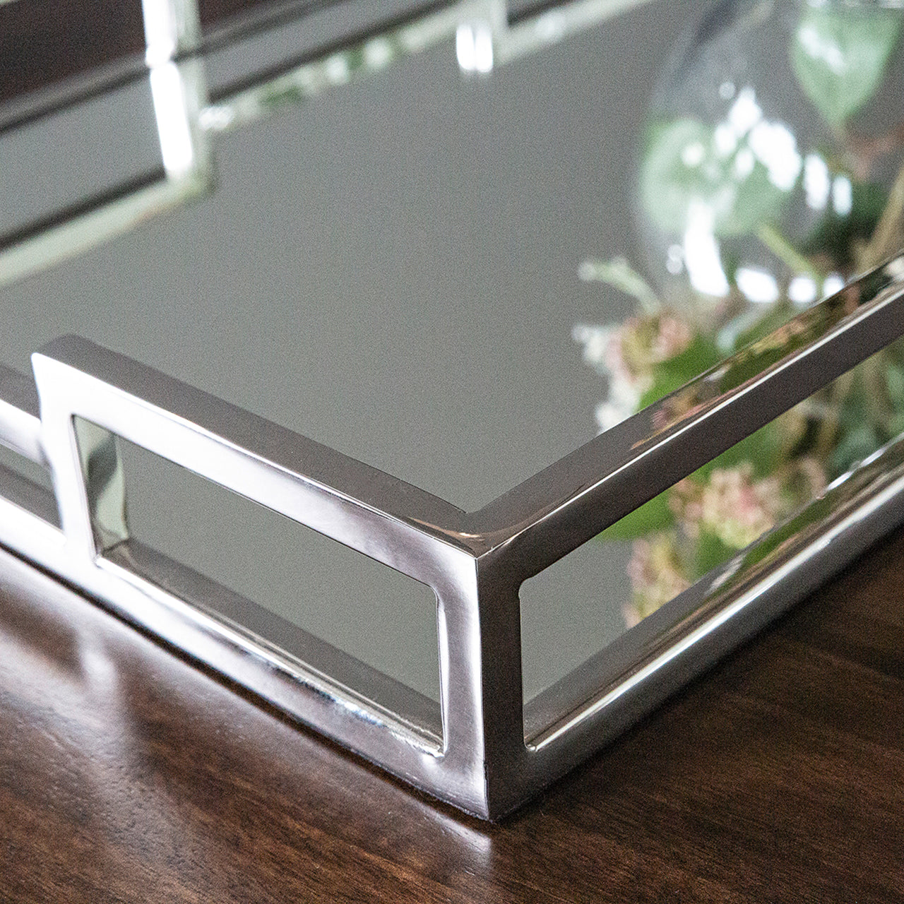 HOMMAGE Tablett m. Spiegeleinsatz silberfarben