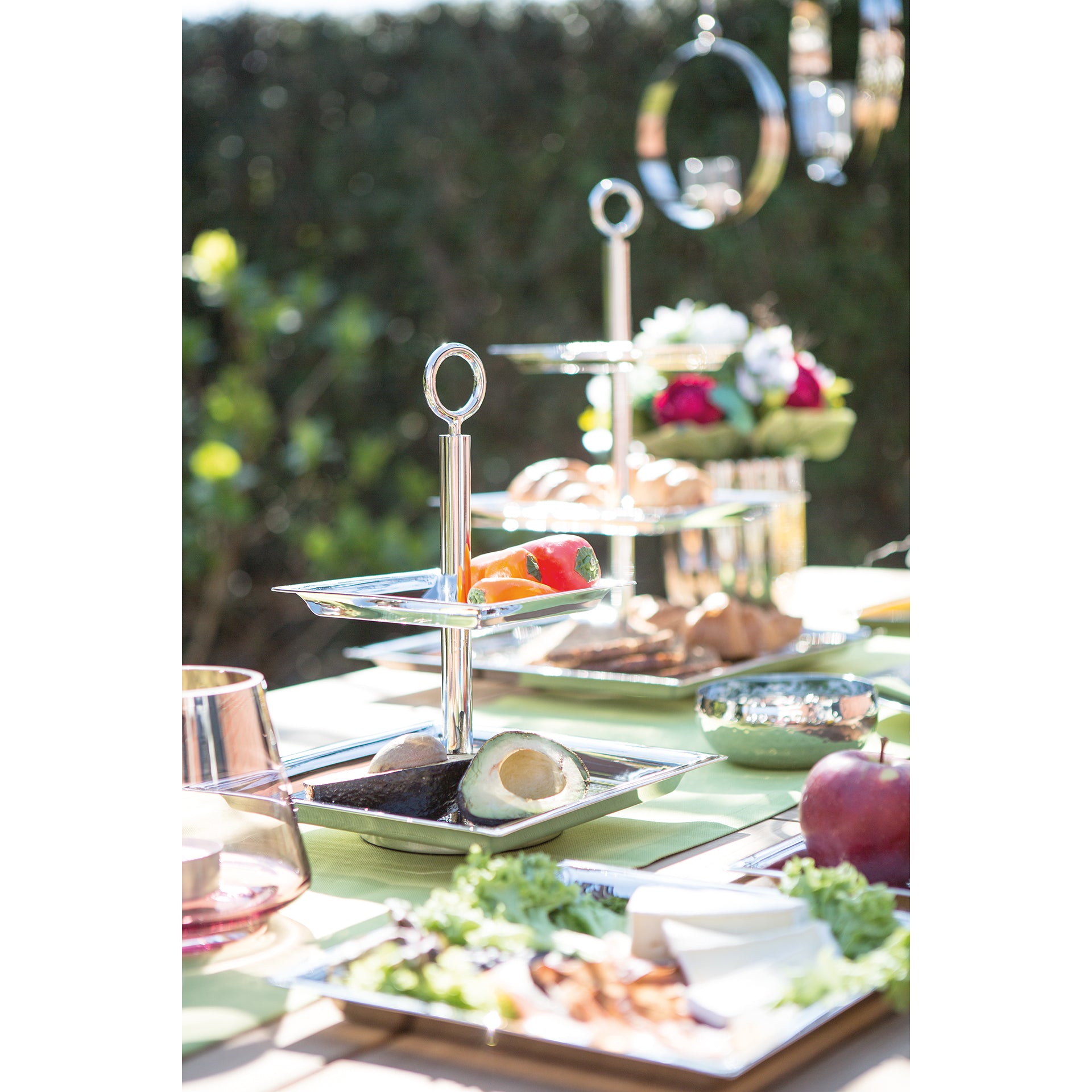 NAGANO 2er Etagere silberfarben