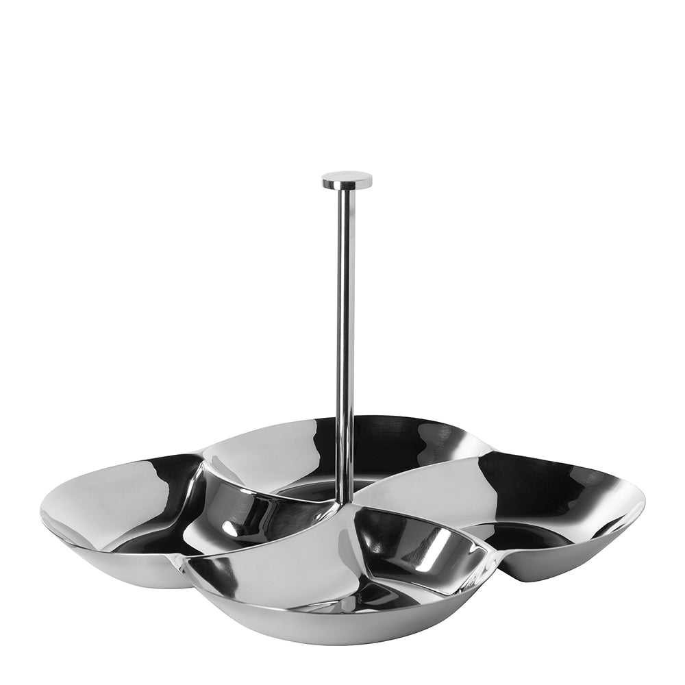 CODY Servierschale, 4er Aufteilung mit Griff silberfarben