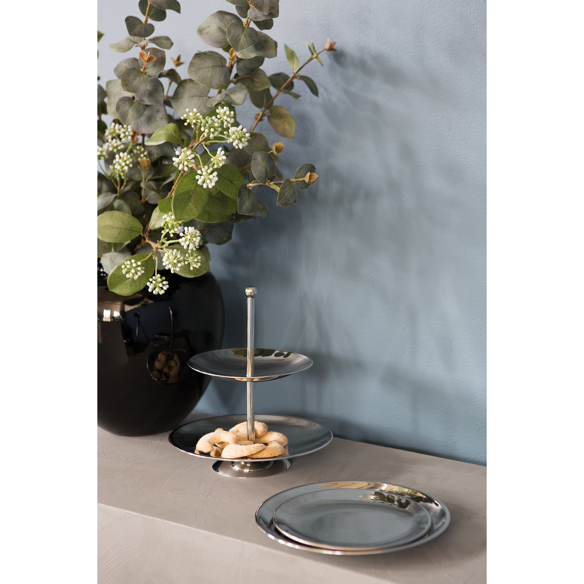 SAMUEL 2er Etagere silber