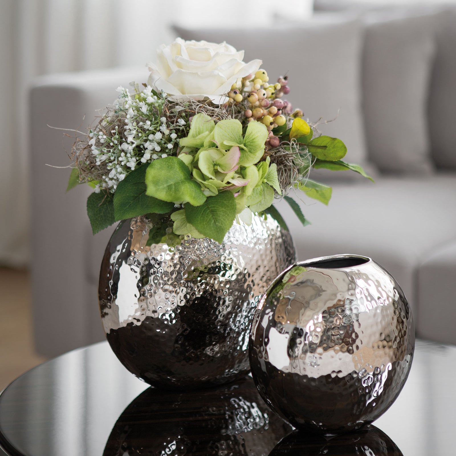 LUNA Vase silberfarben