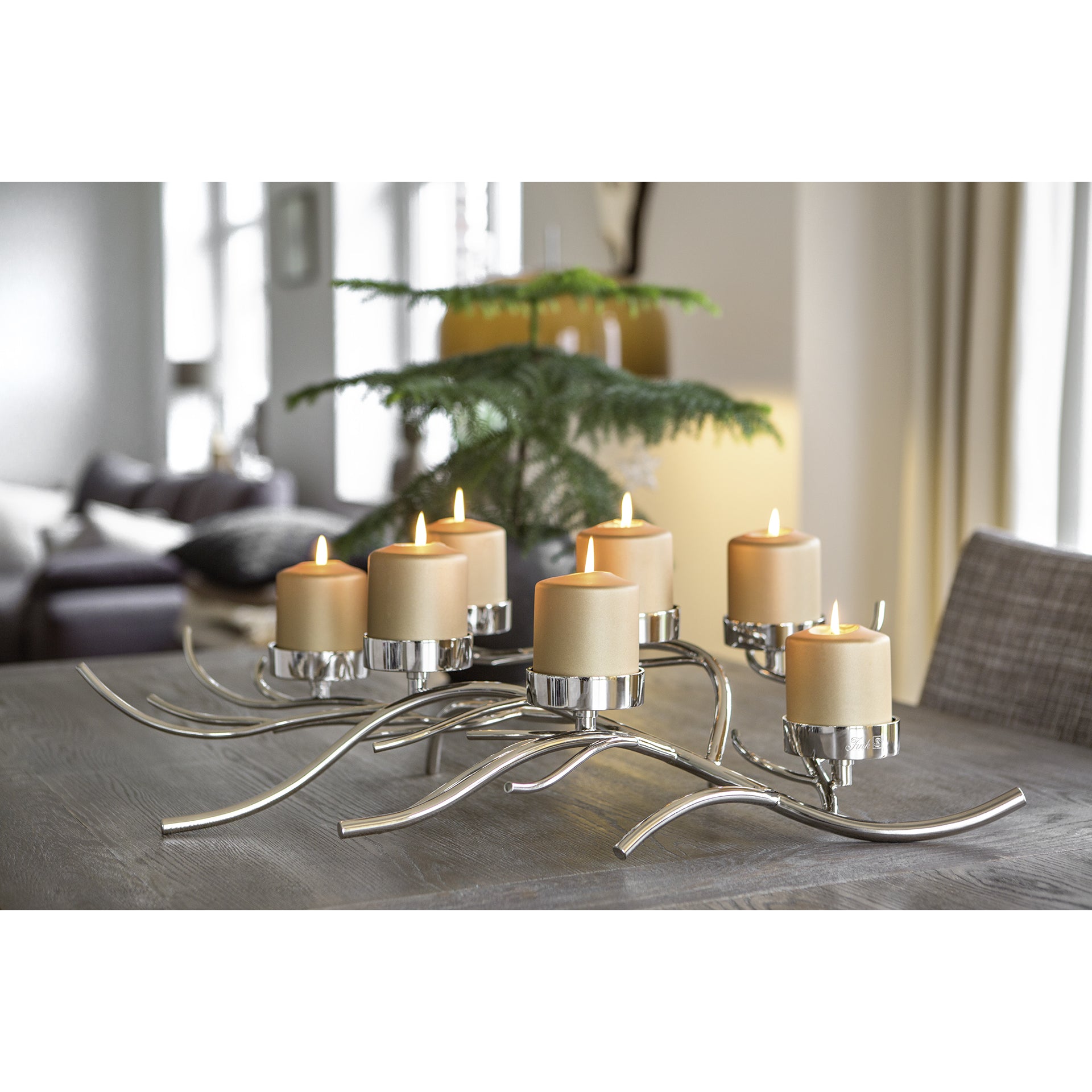 RAMUS Leuchter, 7-flammig silberfarben