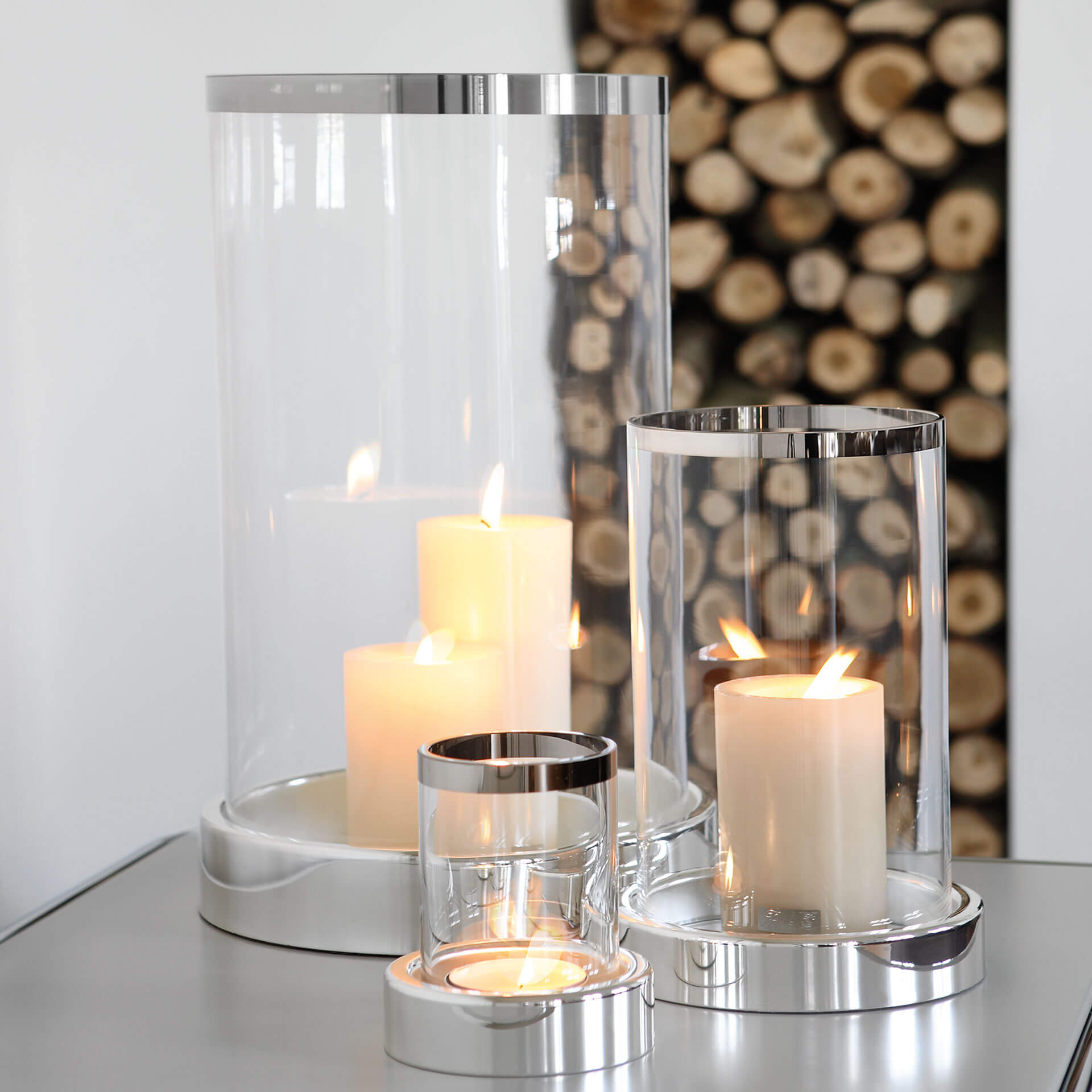 EMPIRE Windlicht silberfarben