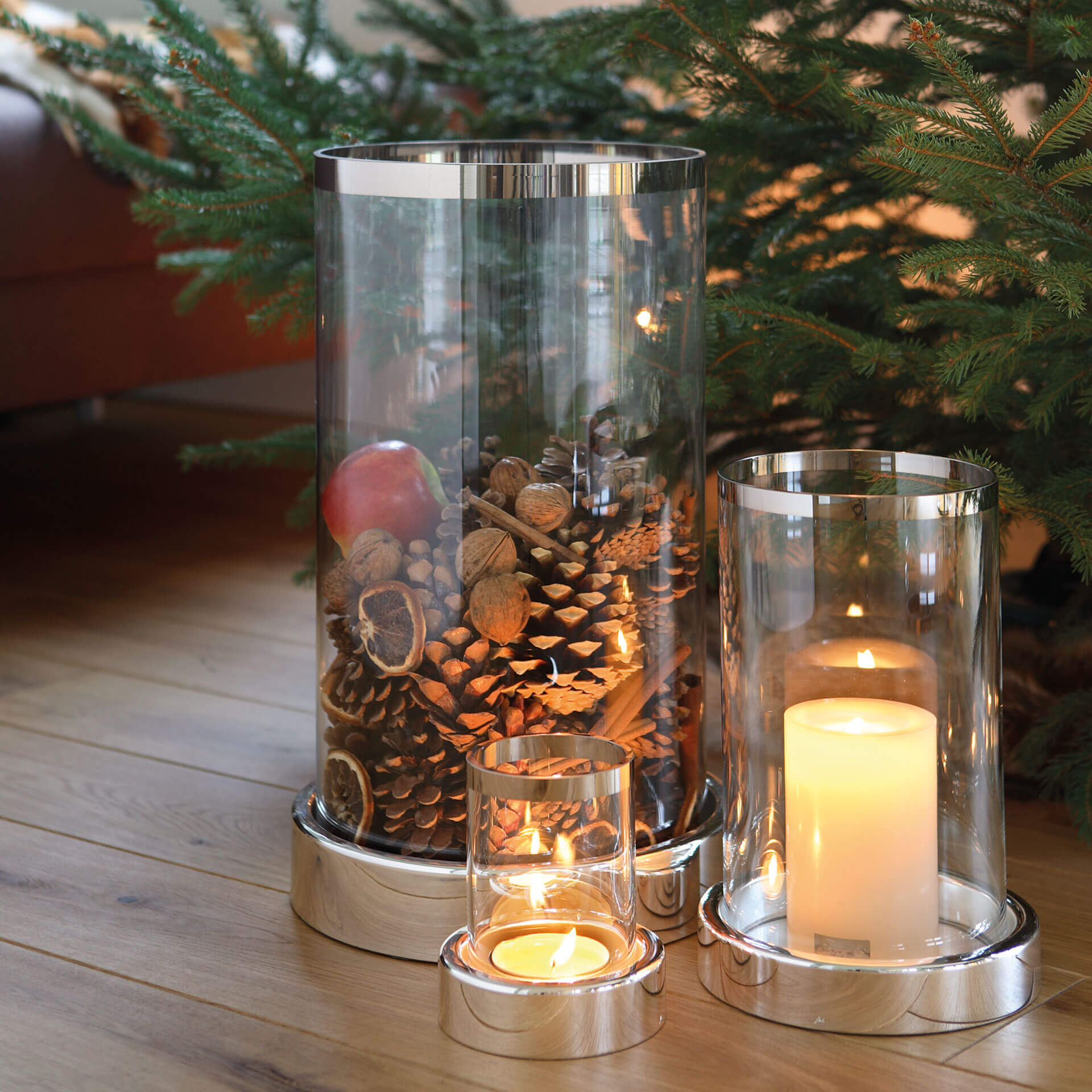 EMPIRE Windlicht silberfarben