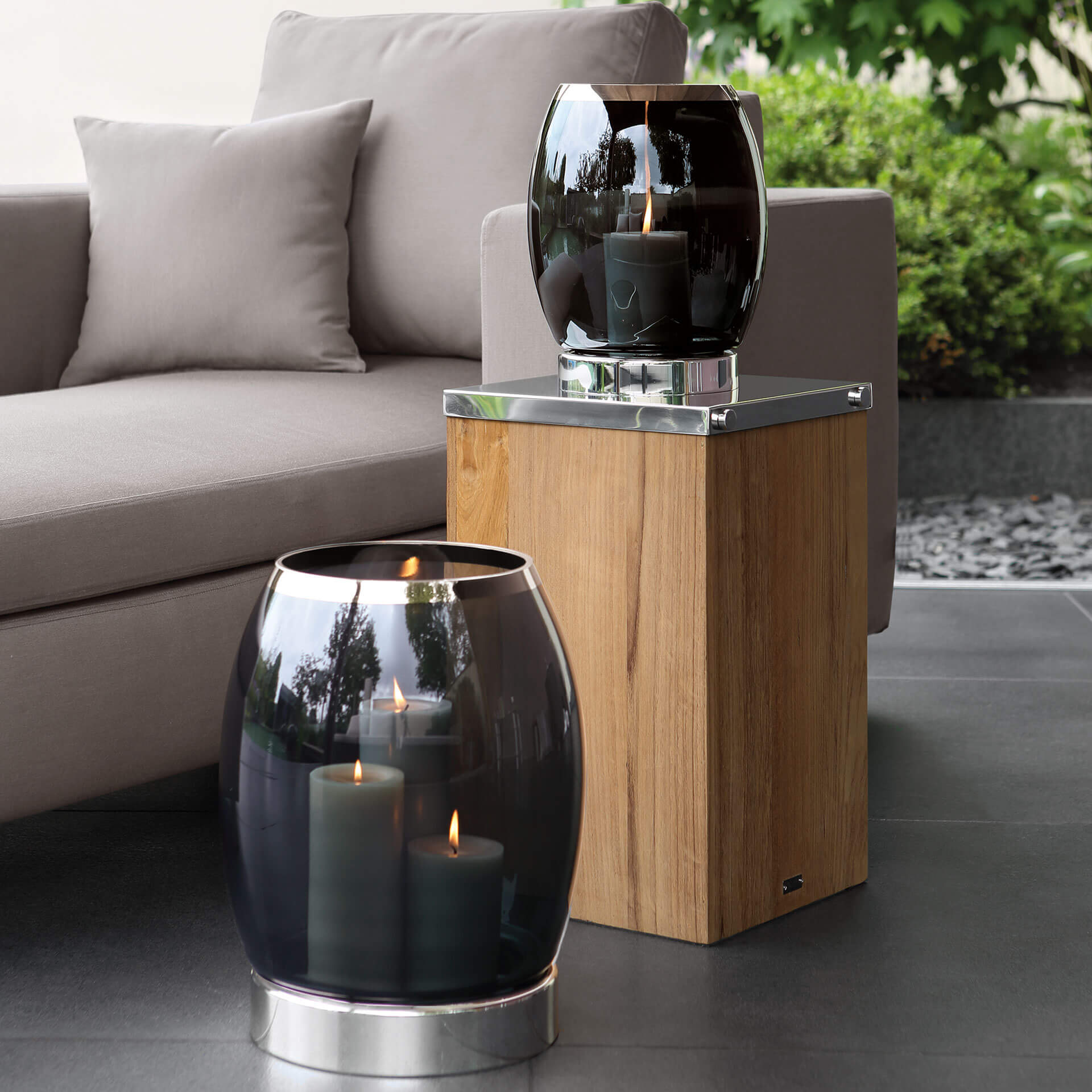 YORK Windlicht silberfarben