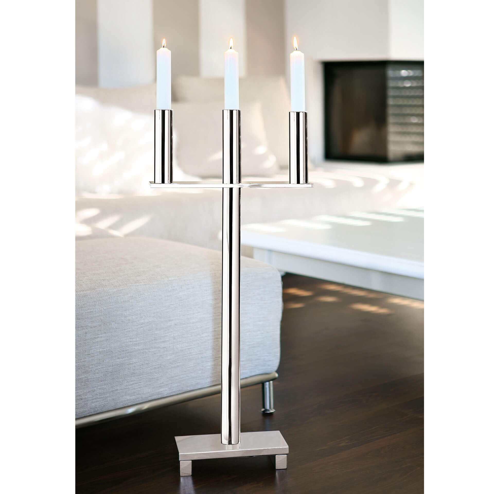 MEMPHIS Bodenleuchter, 3-flammig silberfarben