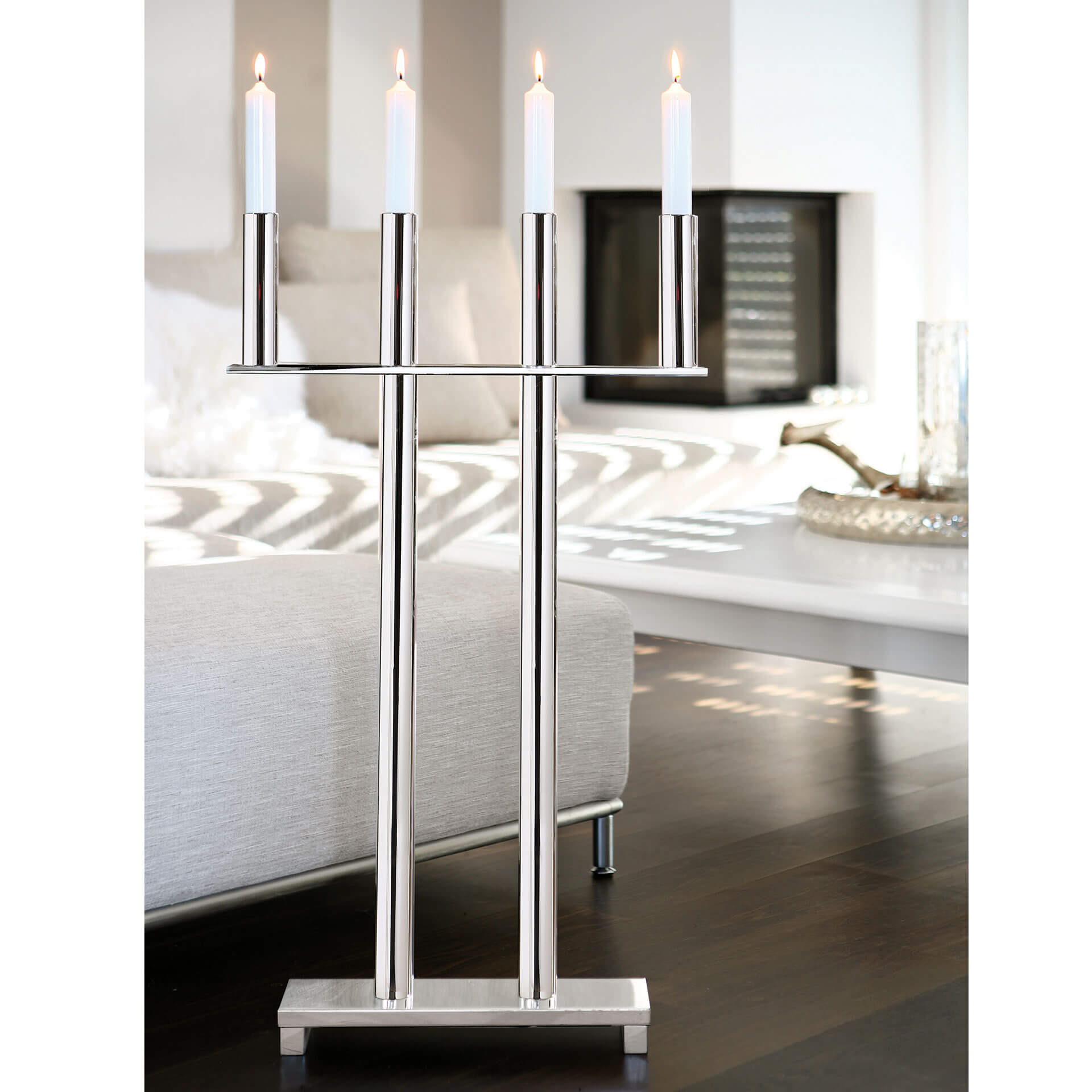 MEMPHIS Bodenleuchter, 4-flammig silberfarben