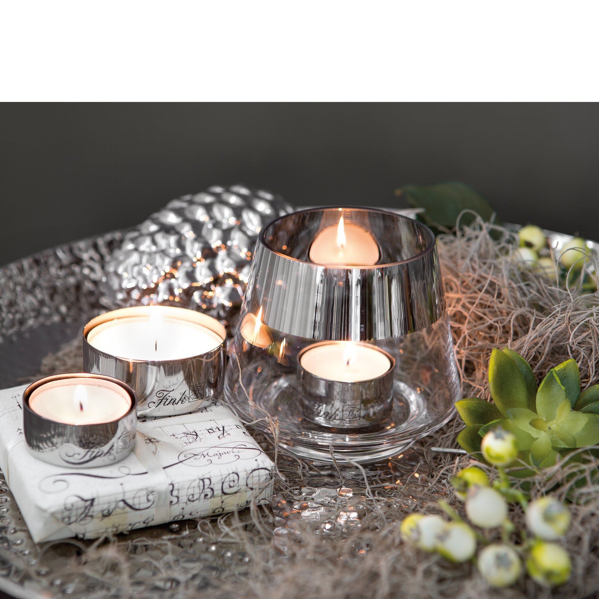 LIVING Teelichthalter silberfarben