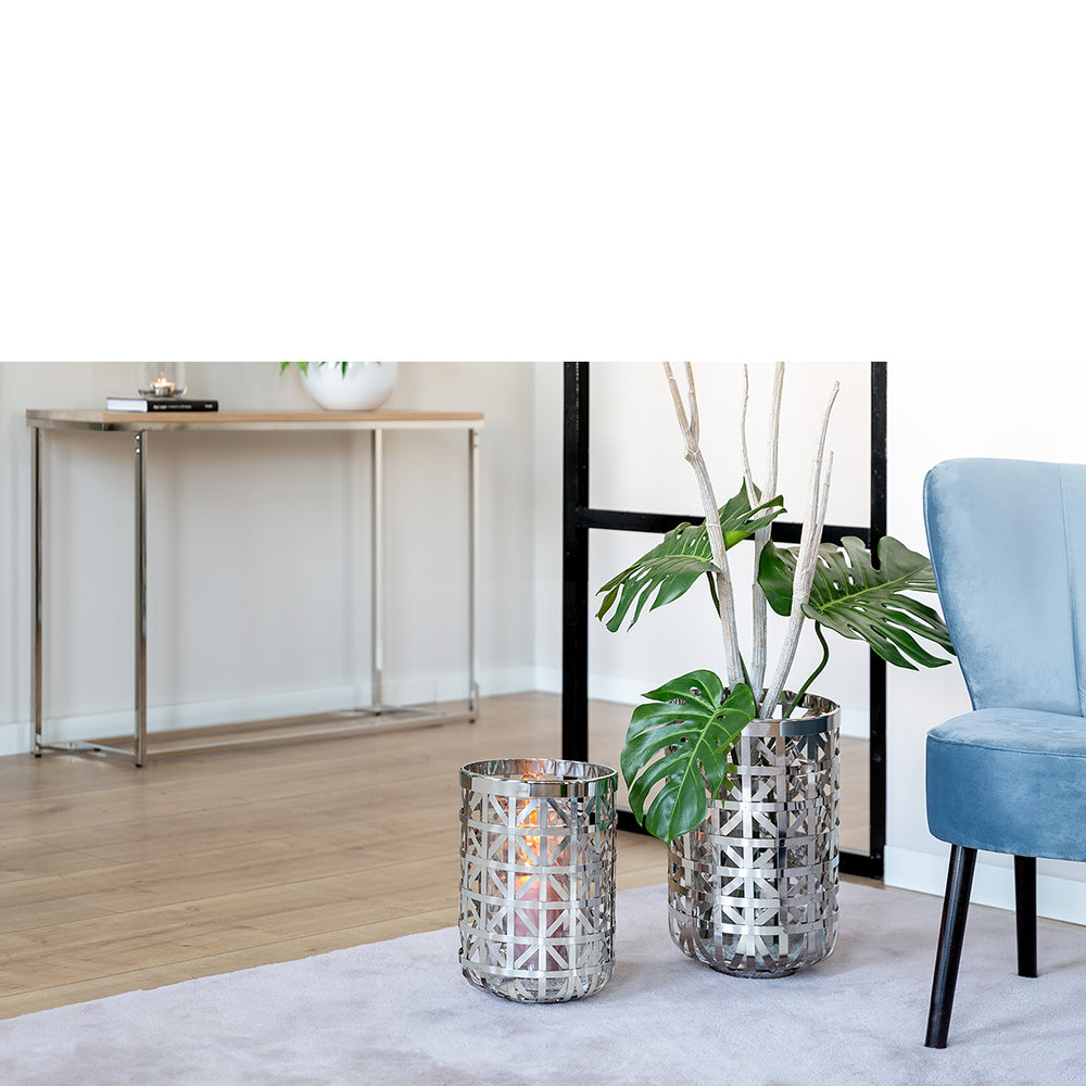 JORIS Windlicht mit Glas silberfarben