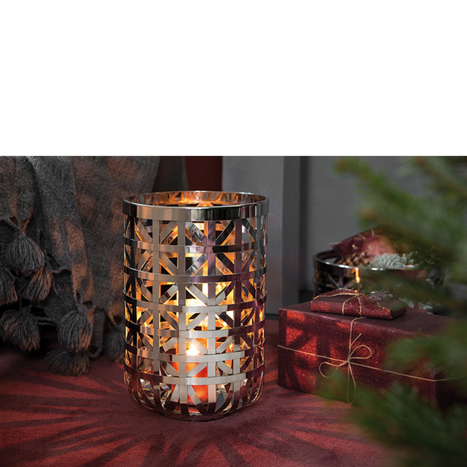 JORIS Windlicht mit Glas silberfarben