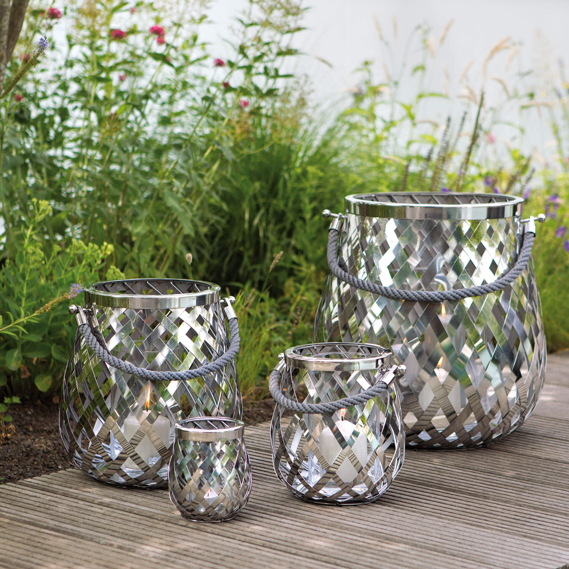 OTIS Windlicht silberfarben