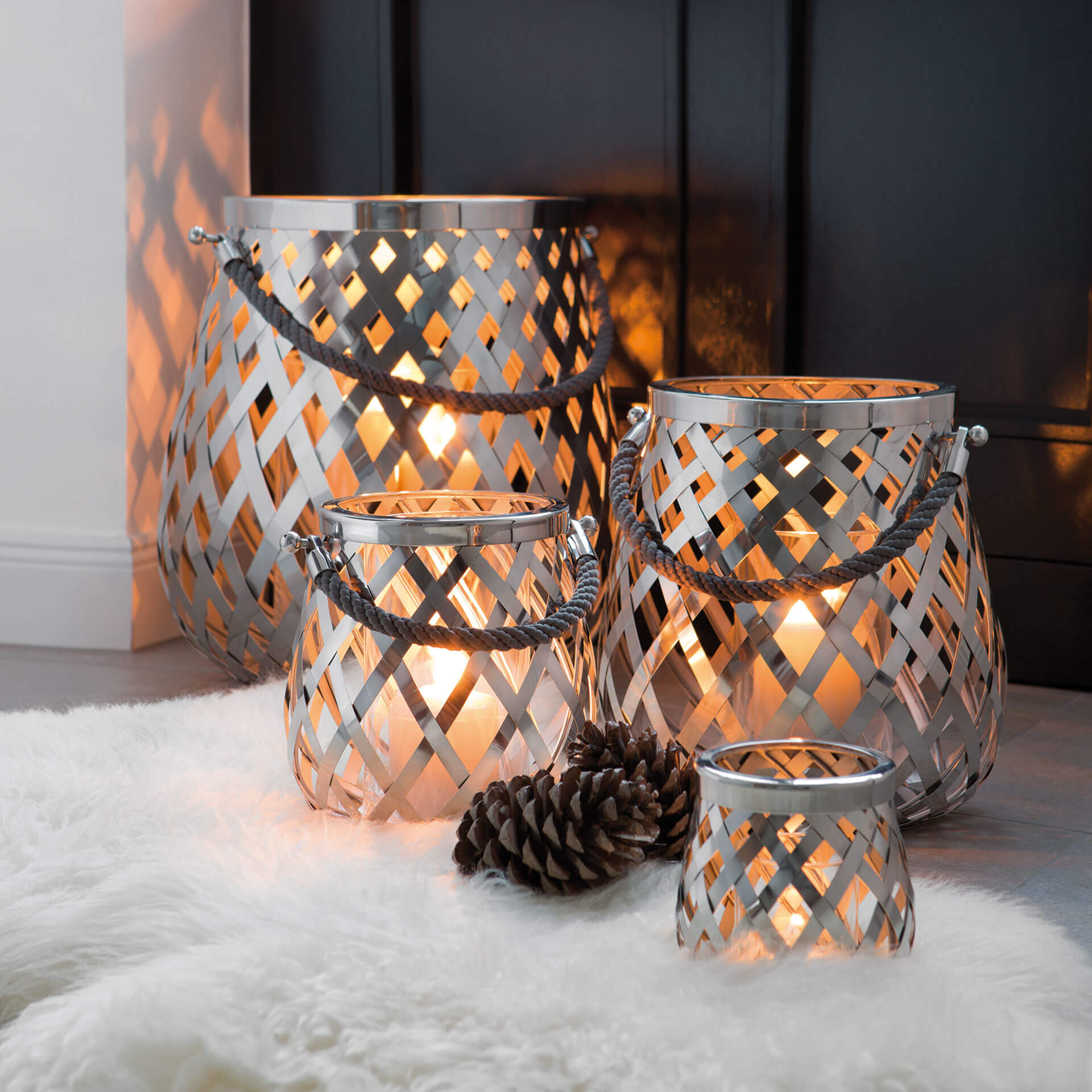 OTIS Windlicht silberfarben