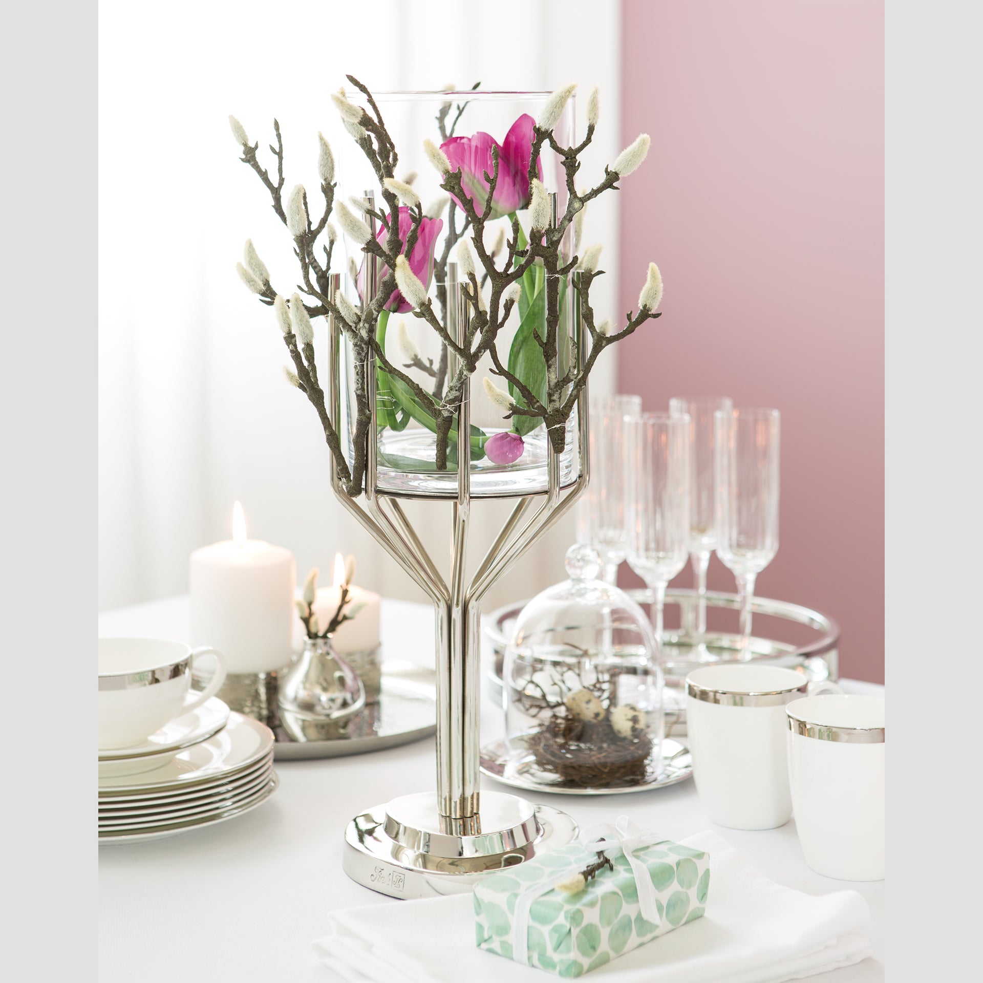 LUXOR Windlicht silberfarben