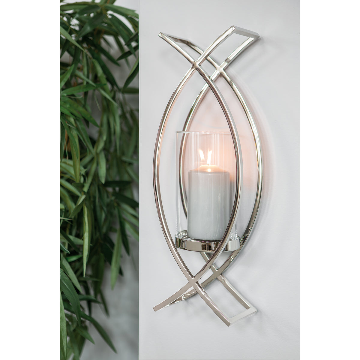 MADDOX Windlicht mit Glas silber