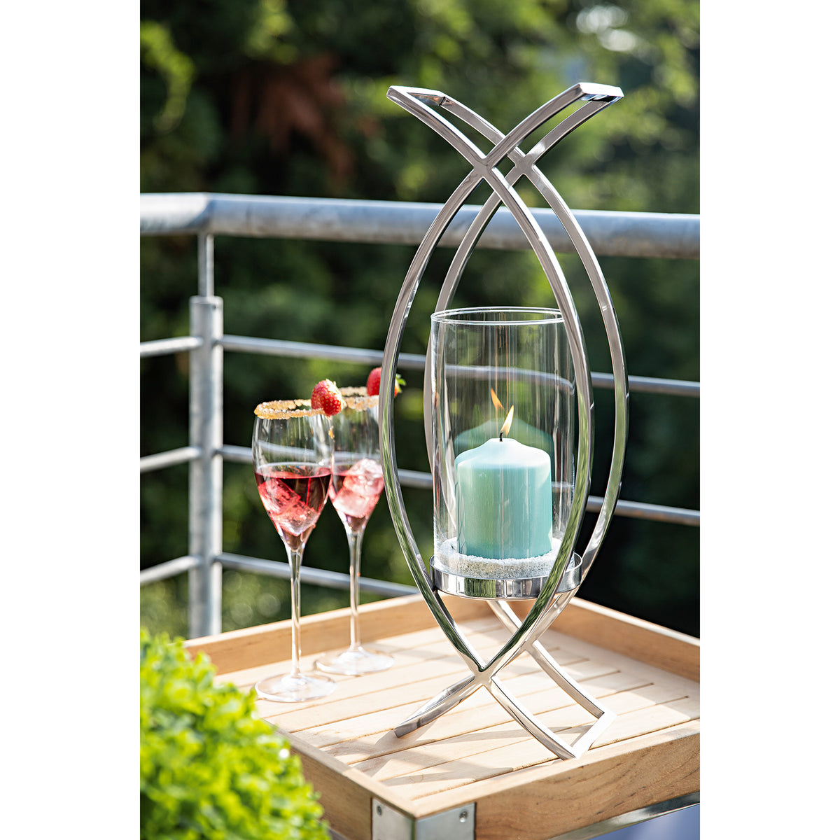 MADDOX Windlicht mit Glas silber