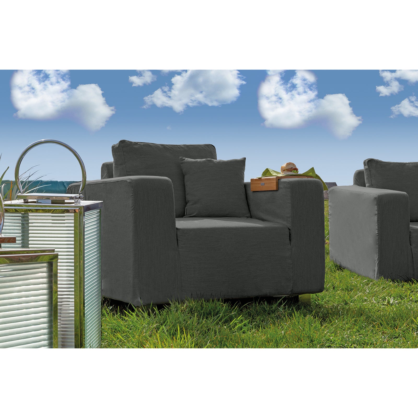 CARLO Komplettbezug für 1 - Sitzer grau melange