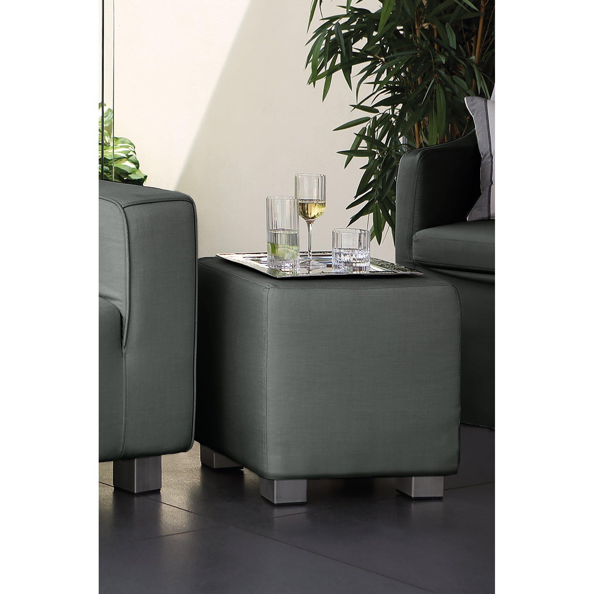 CARLO Komplettbezug für Hocker grau melange