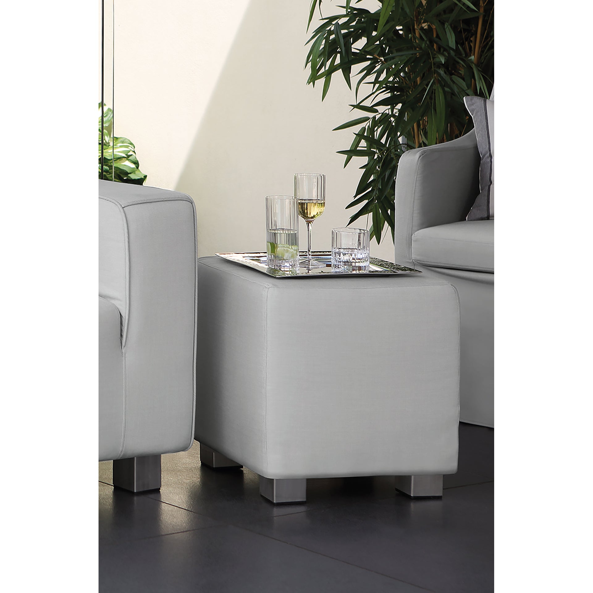 CARLO Komplettbezug für Hocker hellgrau