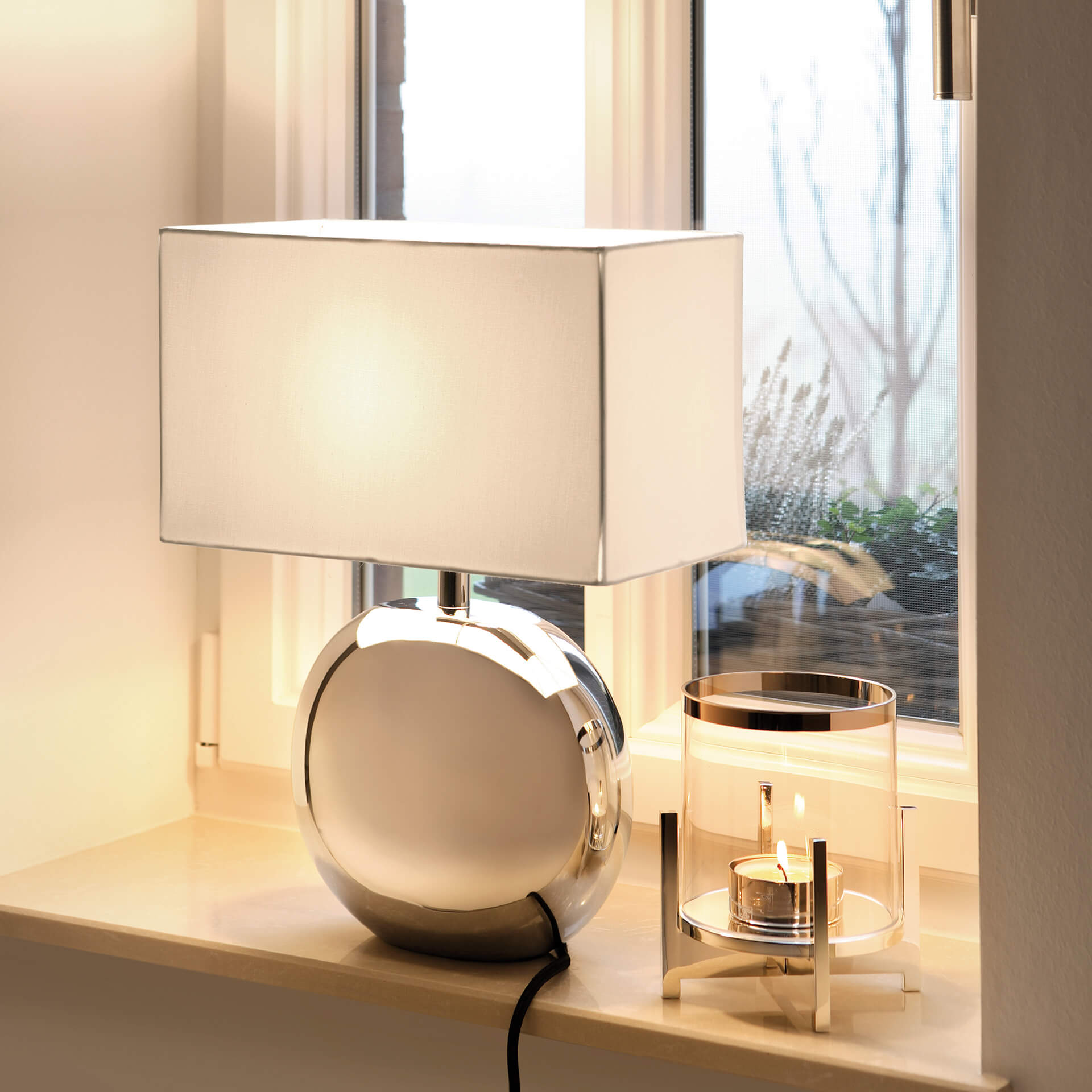 LUNA Tischleuchte Fuß silberfarben