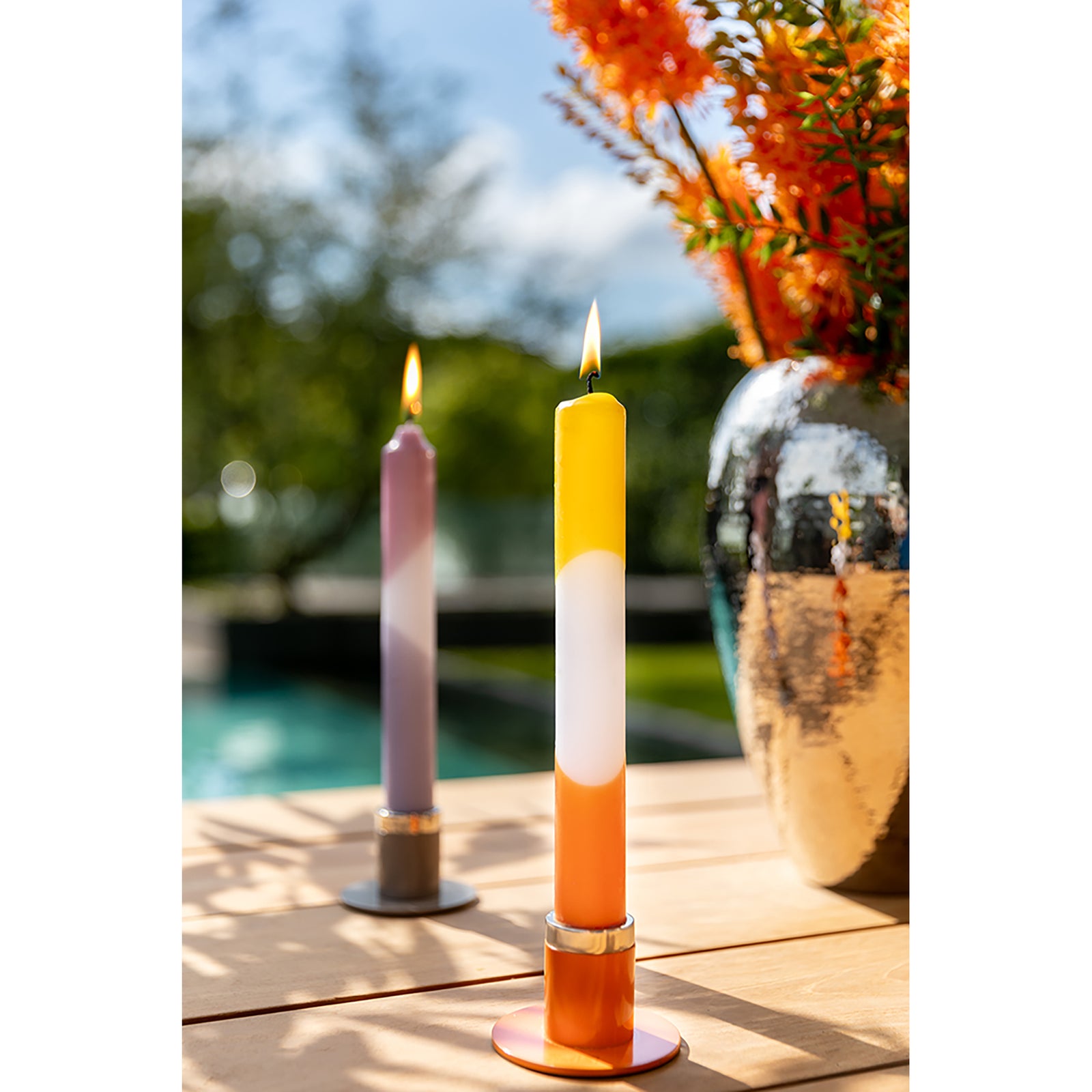 CANDLE 2 farbig getauchte Stabkerze orange