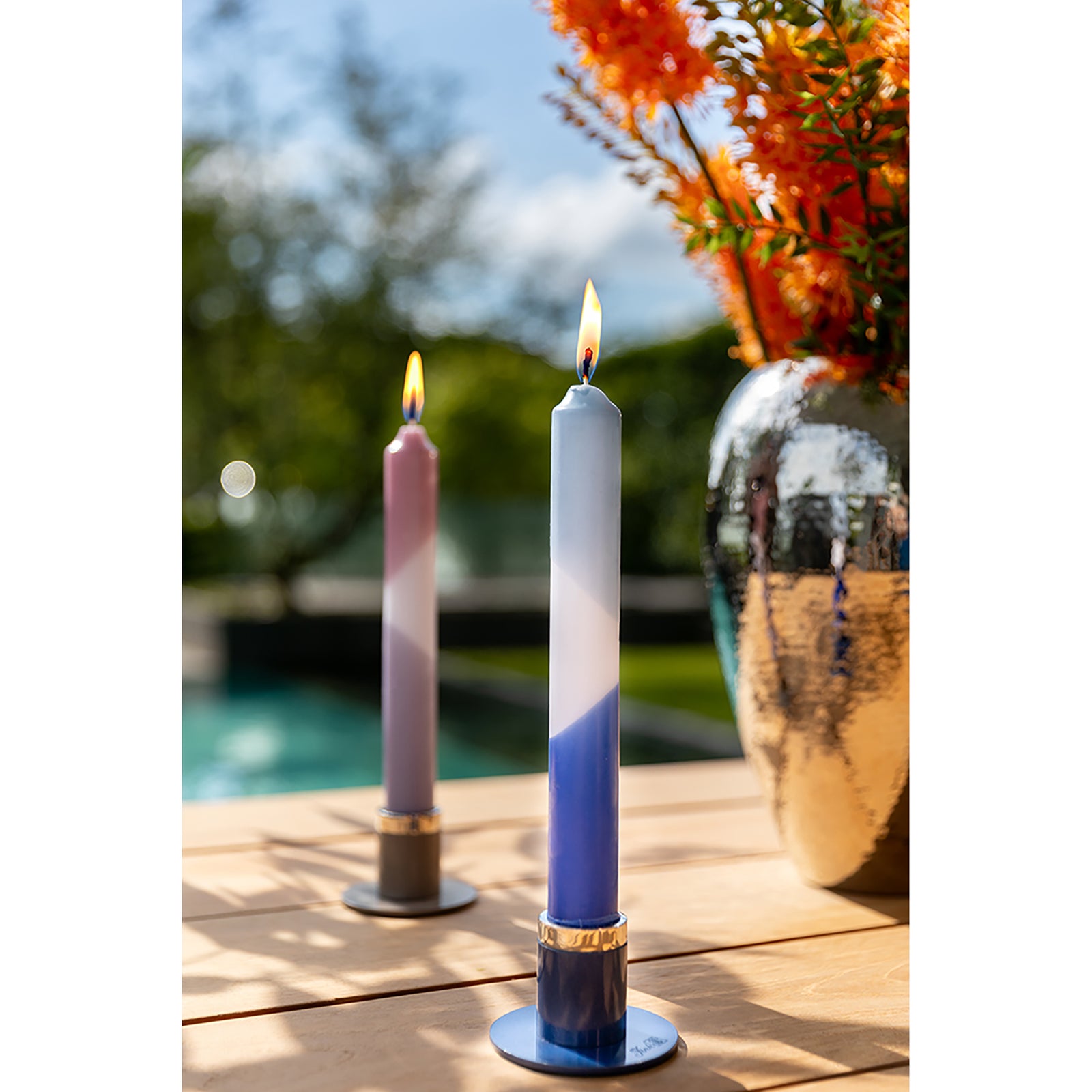 CANDLE 2 farbig getauchte Stabkerze bleu