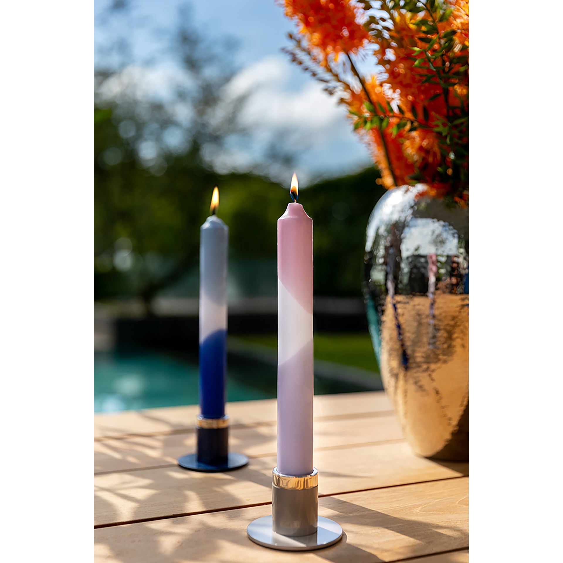 CANDLE 2 farbig getauchte Stabkerze rose