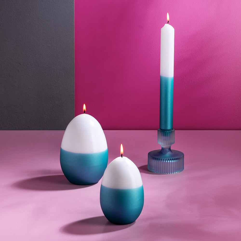 CANDLE 2 farbig getauchte Stabkerze türkis