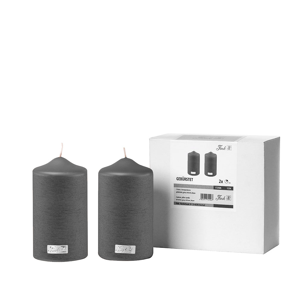CANDLE metallic Stumpenkerze grau