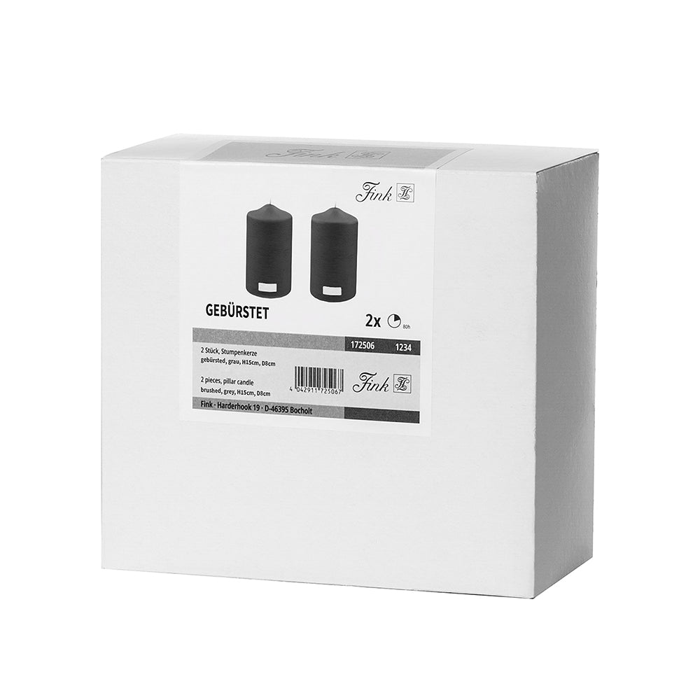 CANDLE metallic Stumpenkerze grau