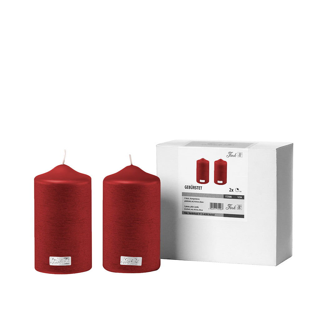 CANDLE metallic Stumpenkerze rot