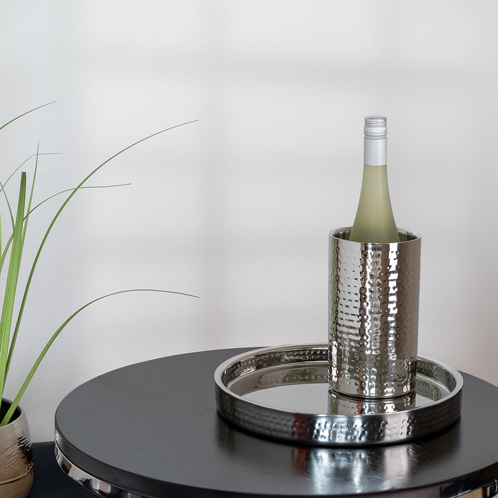 KALAS Barset bestehend aus Weinkühler und Tablett silberfarben
