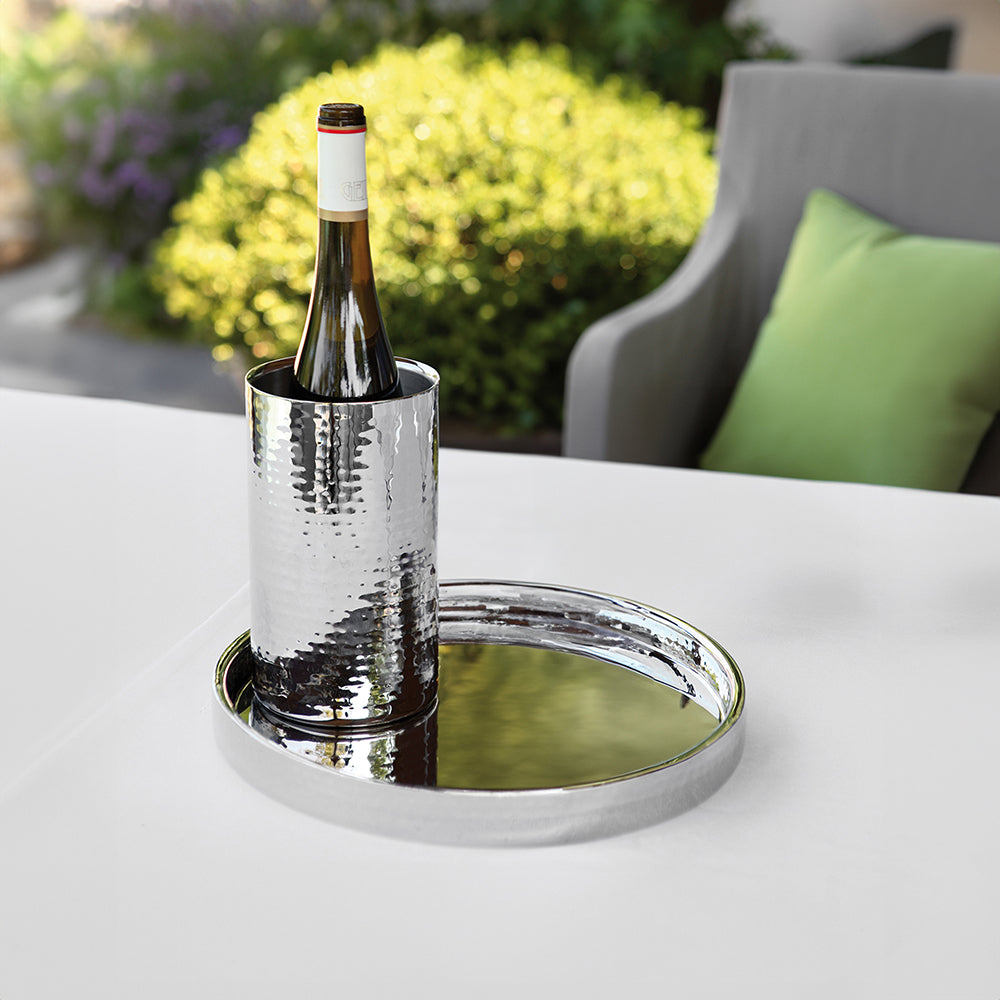 KALAS Barset bestehend aus Weinkühler und Tablett silberfarben