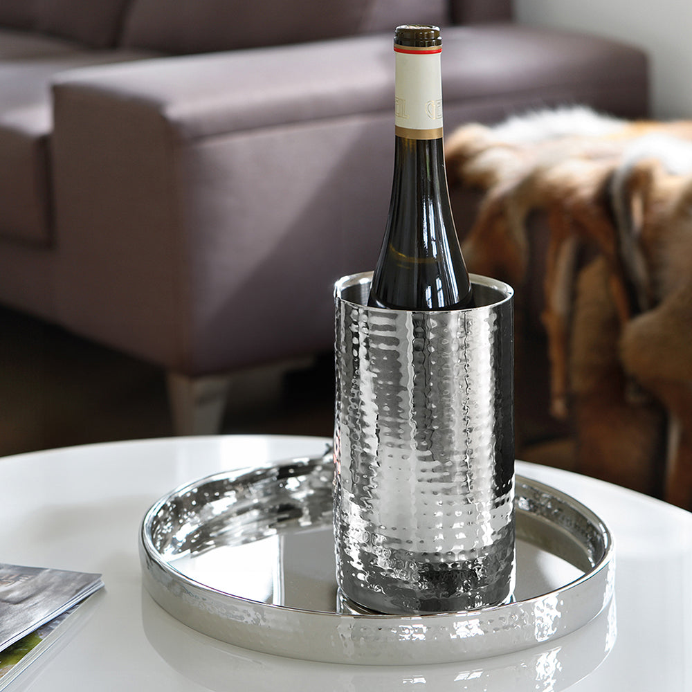 KALAS Barset bestehend aus Weinkühler und Tablett silberfarben