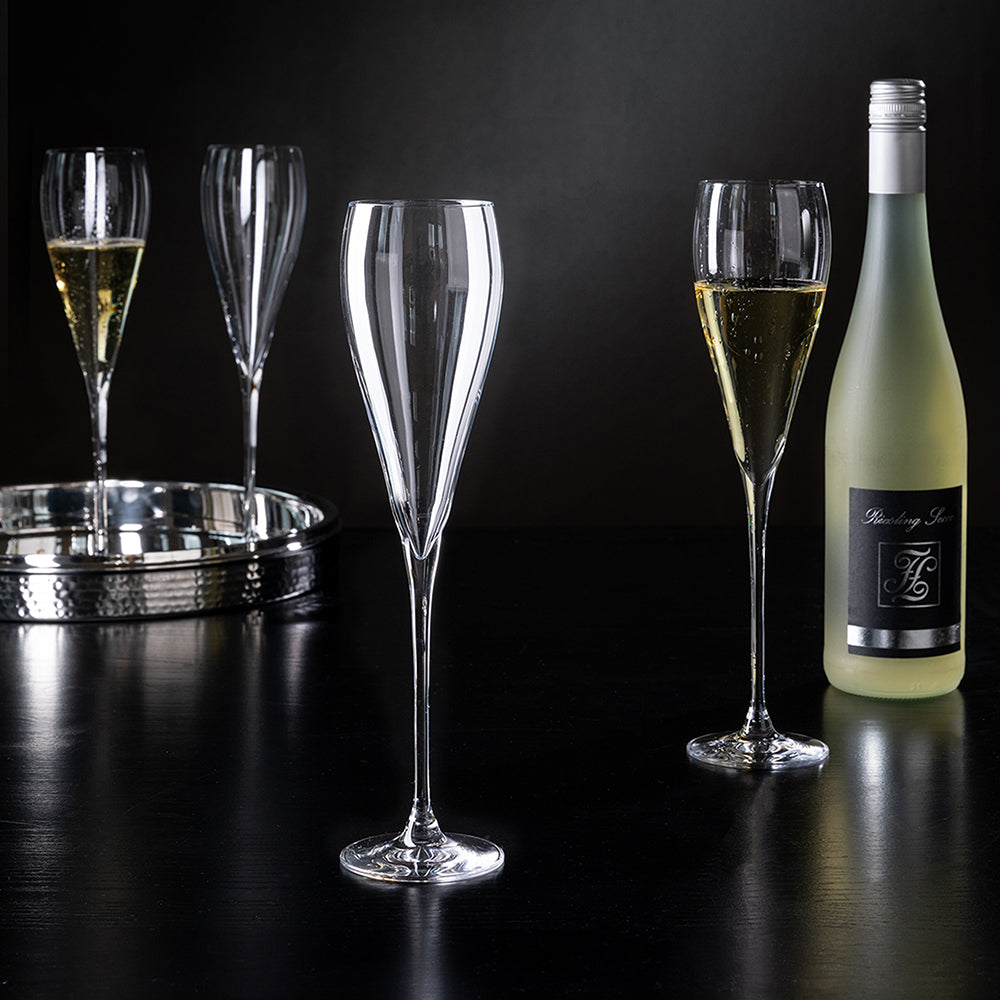 KALAS Barset bestehend aus Punchbowl und 4 Champagner-Gläsern transparent