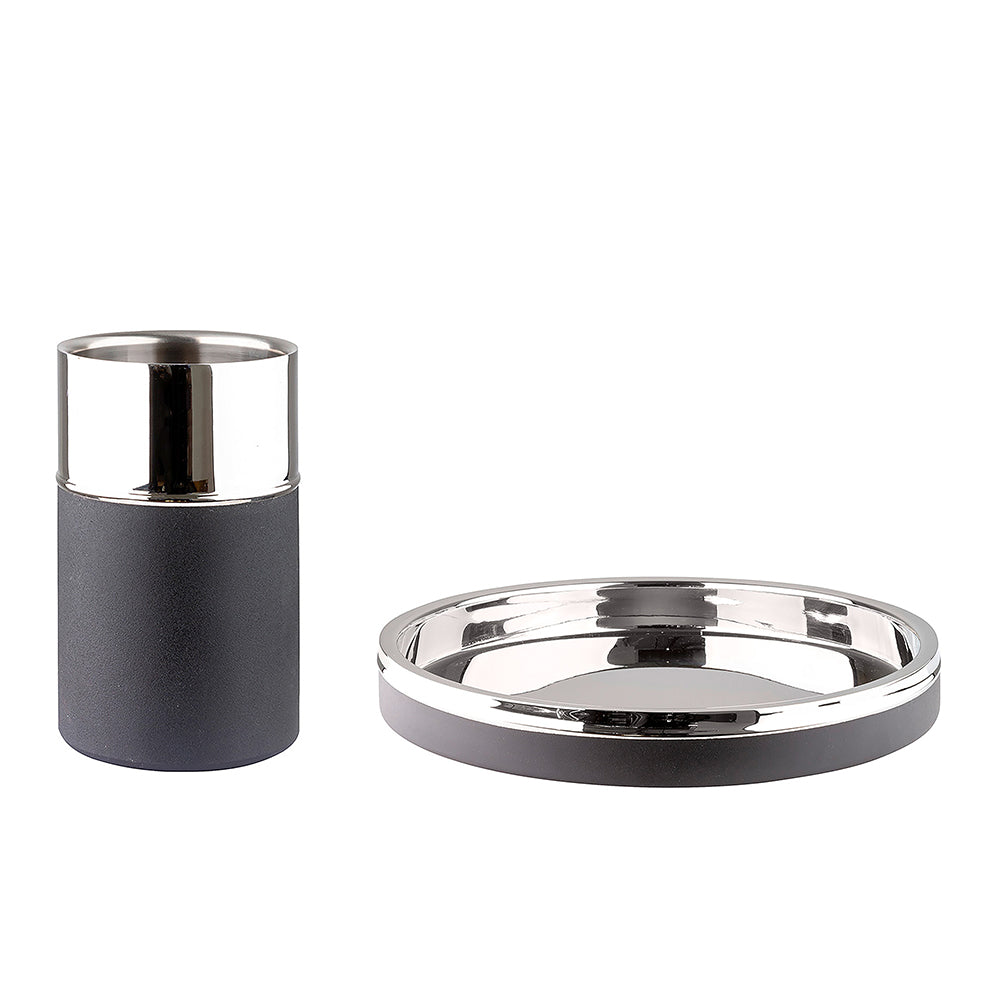 ANDOR Barset bestehend aus Weinkühler und Tablett silberfarben