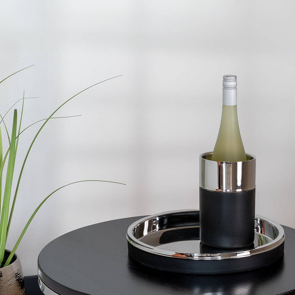 ANDOR Barset bestehend aus Weinkühler und Tablett silberfarben