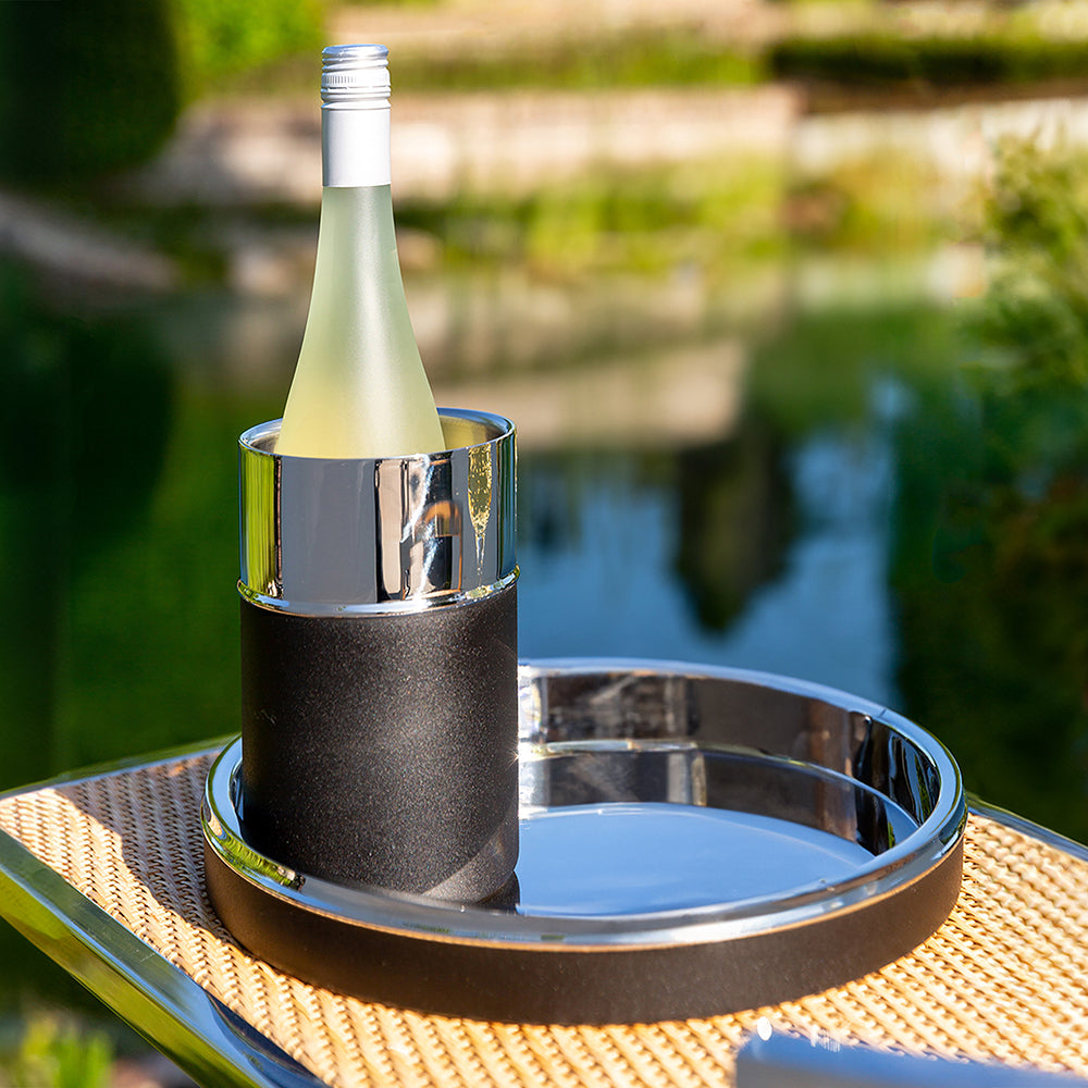 ANDOR Barset bestehend aus Weinkühler und Tablett silberfarben