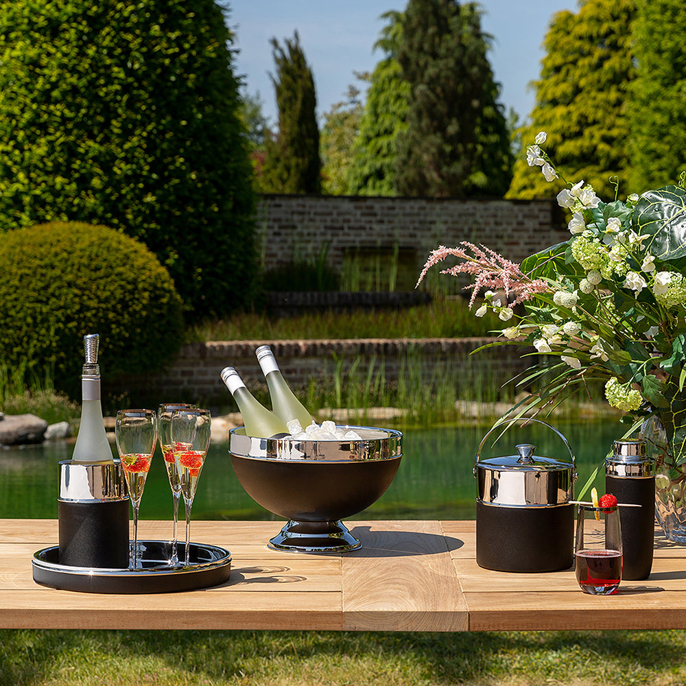 ANDOR Barset bestehend aus Weinkühler und Tablett silberfarben