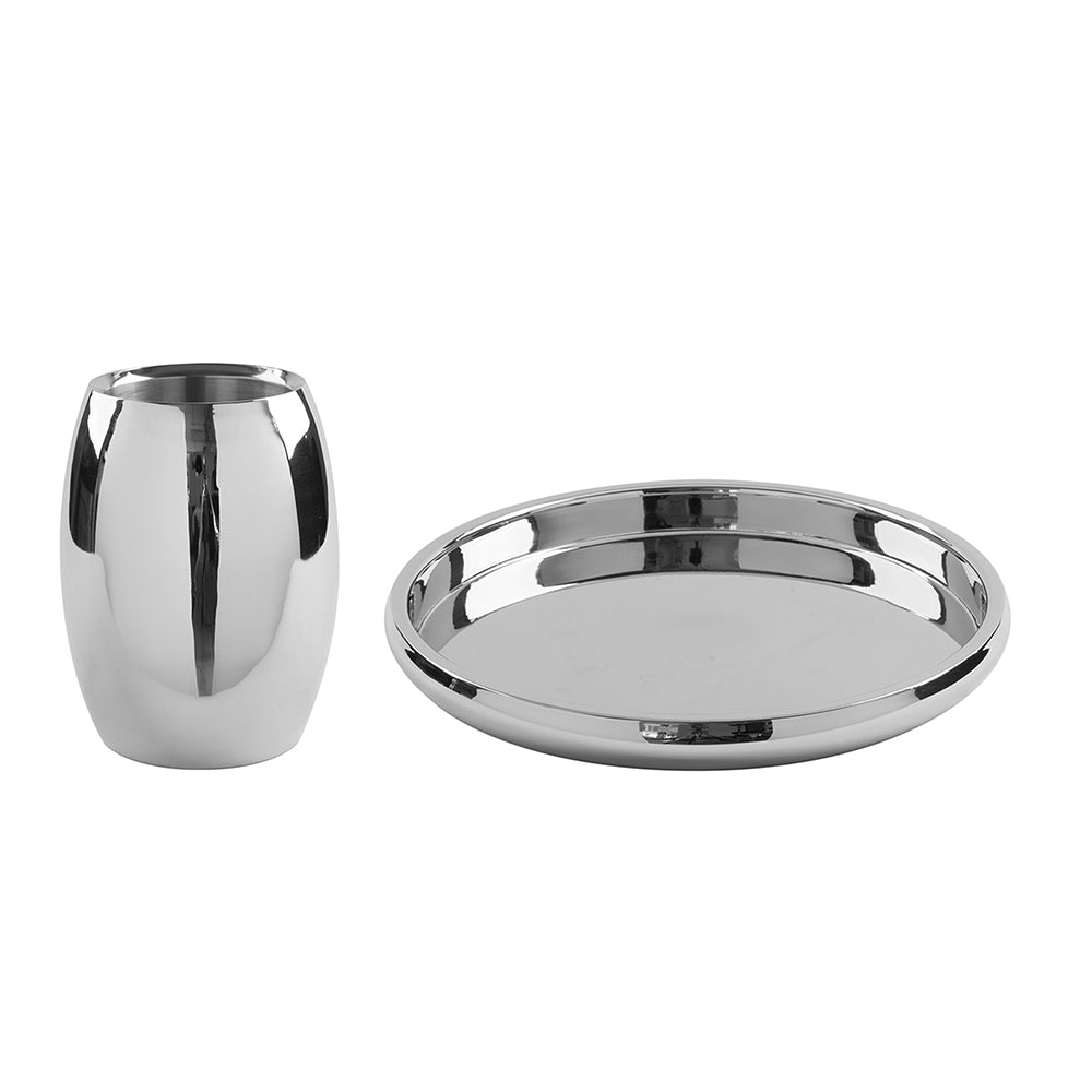 APOLLO Barset bestehend aus Weinkühler und Tablett silberfarben