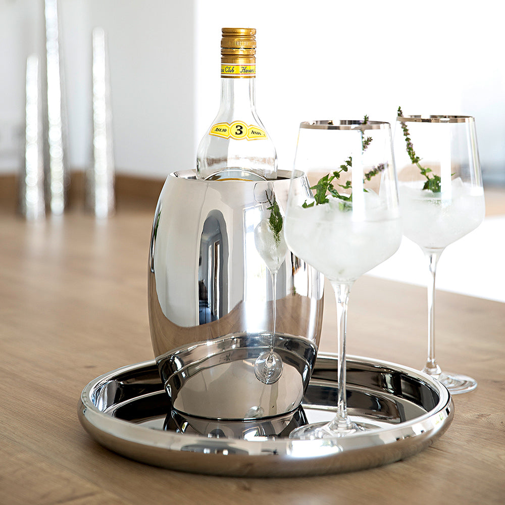 APOLLO Barset bestehend aus Weinkühler und Tablett silberfarben