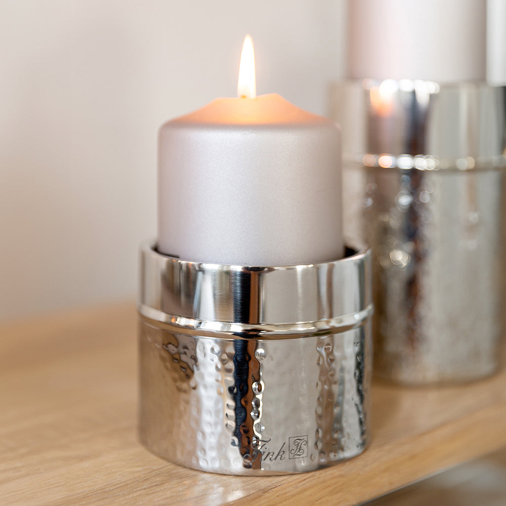 NASSAU 2er Set Stumpenkerzenhalter silberfarben