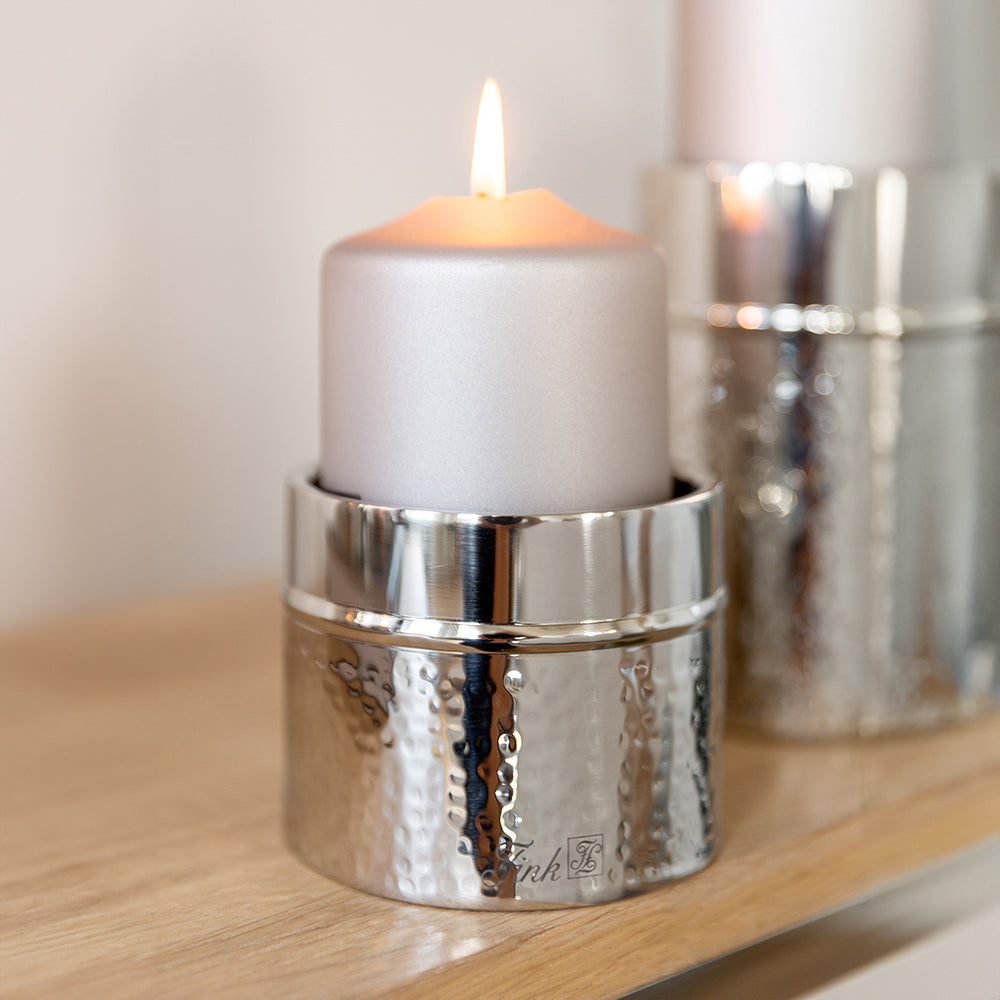 NASSAU 2er Set Stumpenkerzenhalter silberfarben