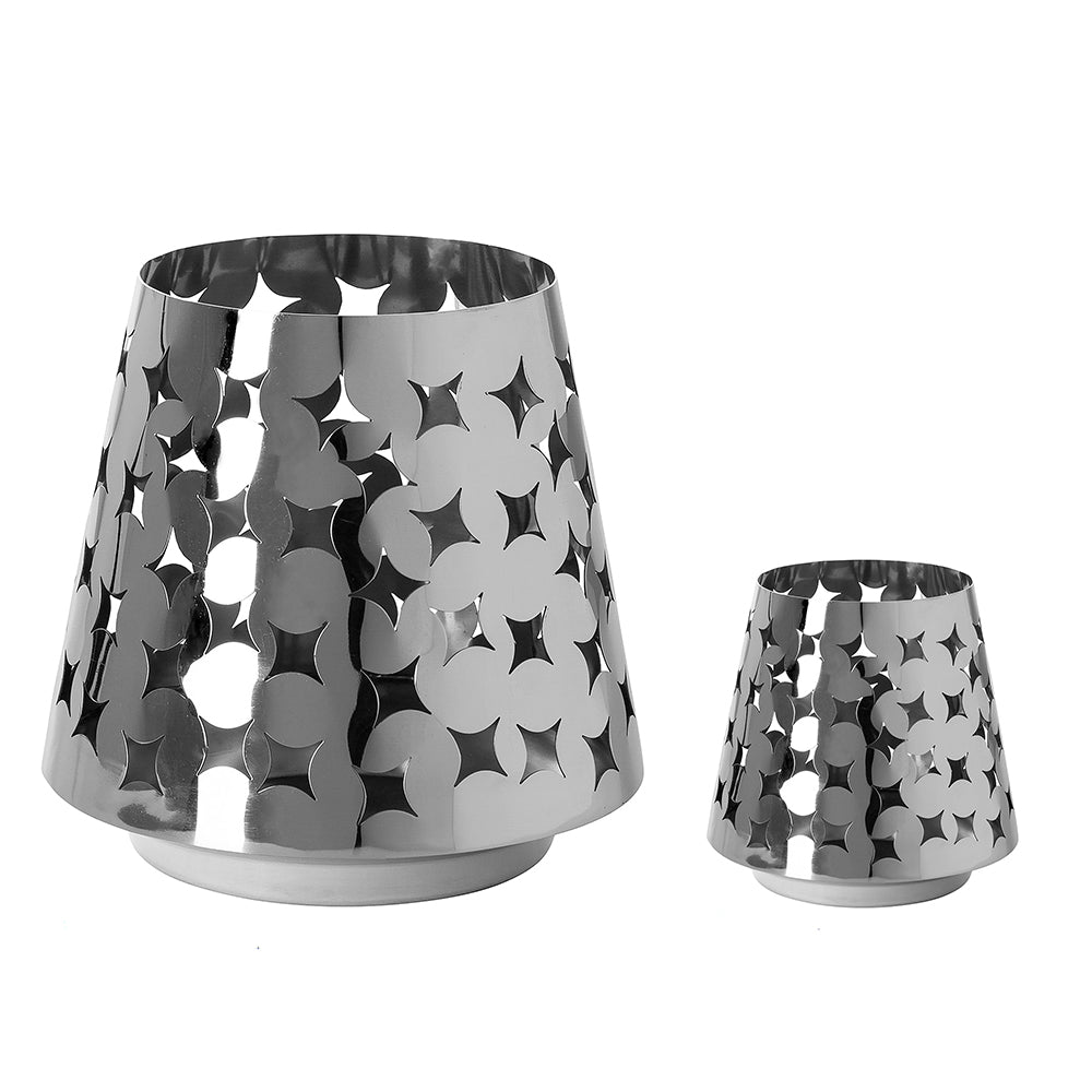 LUMA 2er Set Windlicht silberfarben