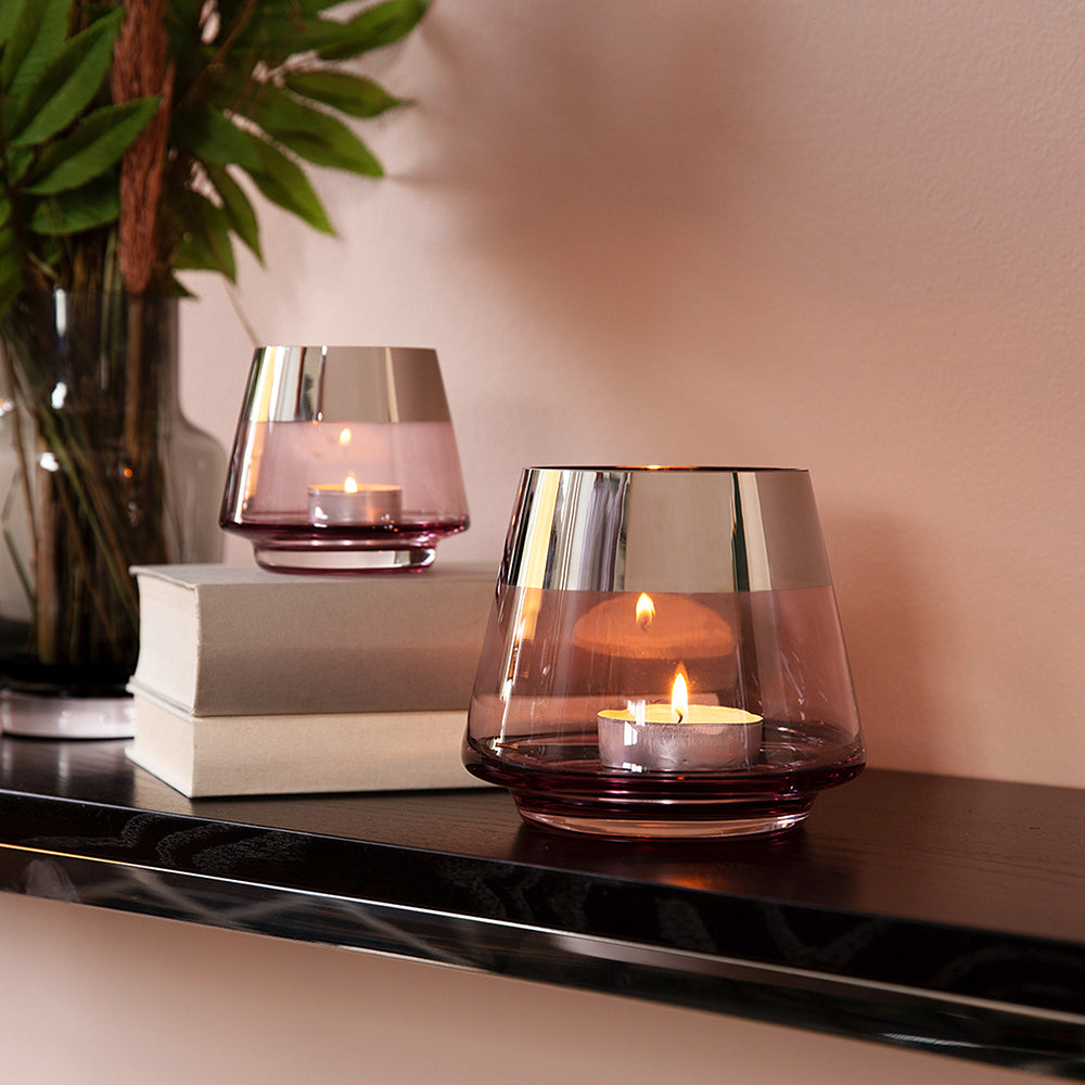 JONA 2er Set Teelichthalter silberfarben